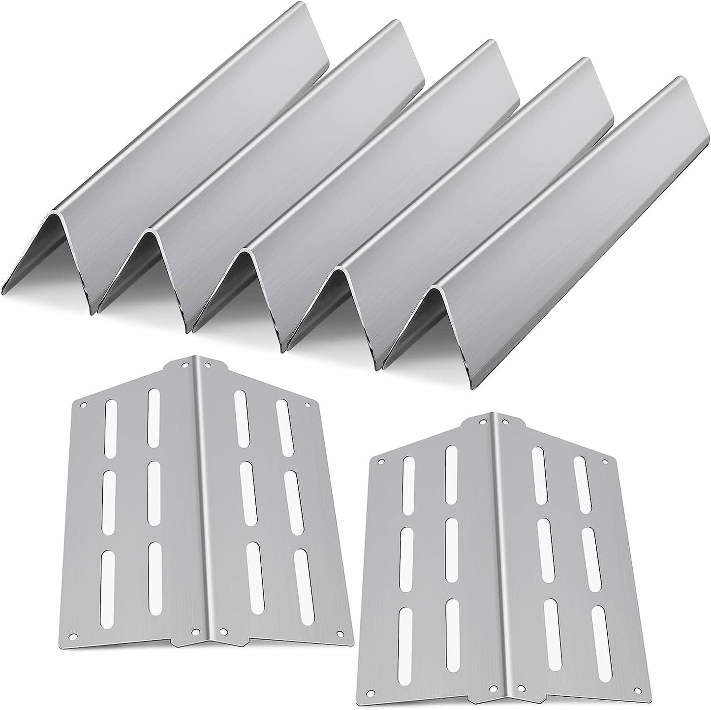 Grill Replacement Parts 17.5" Flavorizer Bars & Heat Deflector for Weber Genesis Grill Parts 300 Series E/S310 320 330 EP/cep310 330 with Front Control Knob, Heating Plate for Weber 7622 7620
