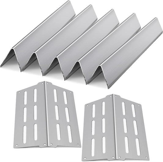 Grill Replacement Parts 17.5" Flavorizer Bars & Heat Deflector for Weber Genesis Grill Parts 300 Series E/S310 320 330 EP/cep310 330 with Front Control Knob, Heating Plate for Weber 7622 7620