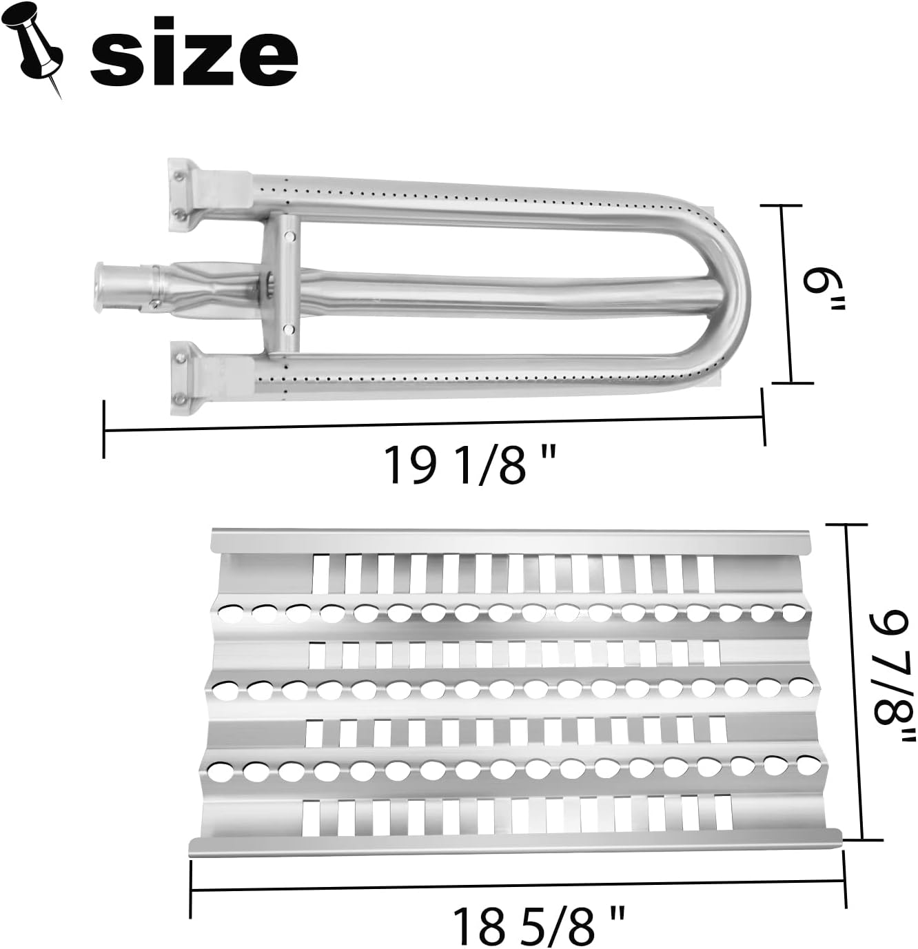 2-Pack Grill Heat Plate Shield & Burner Tubes for DCS 27/30/36/48 Grills
