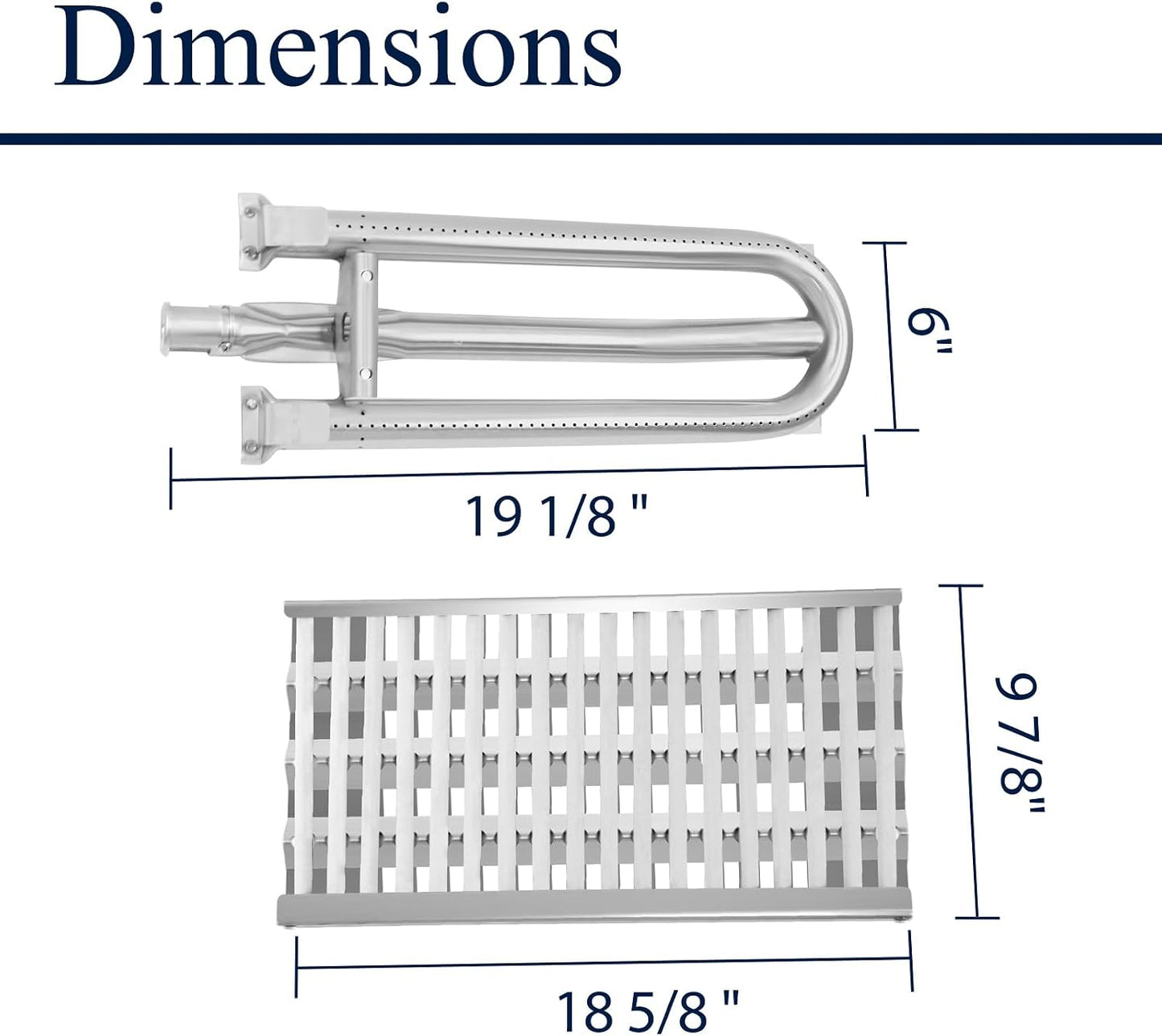 3-Pack Stainless Steel Heat Plates & Cast Burners with Ceramic Rods for DCS Grills