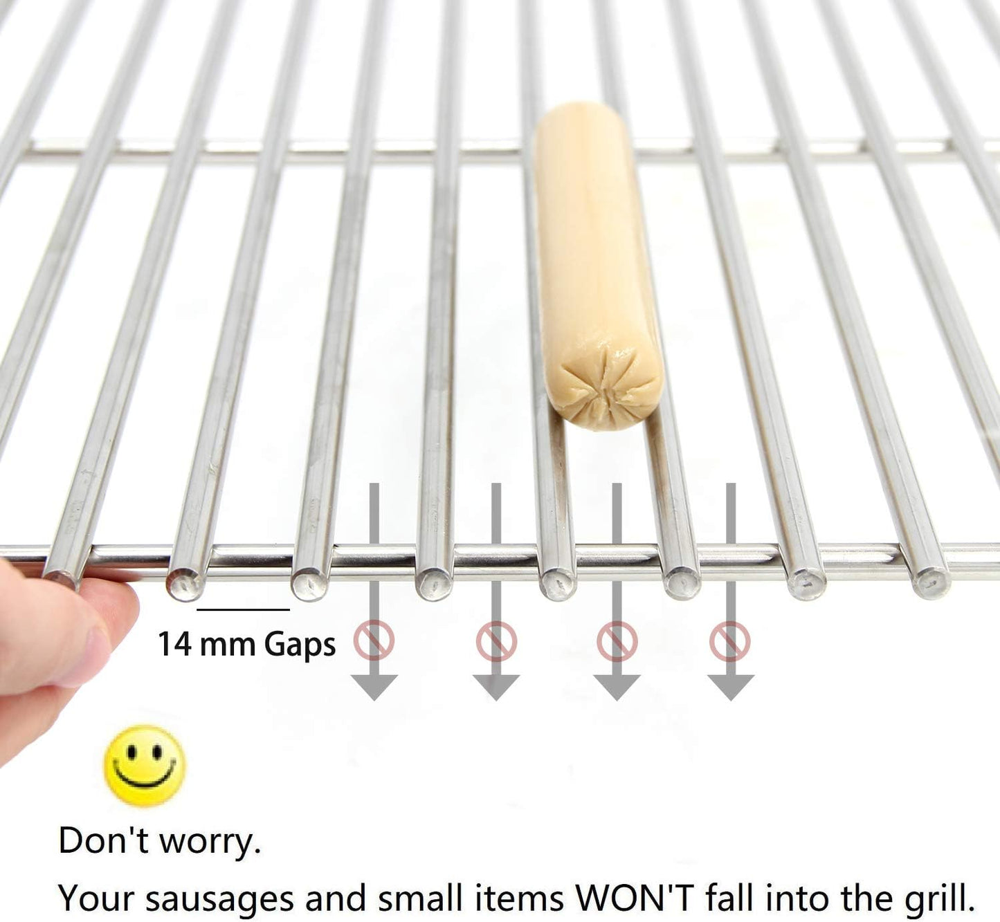 19.5" Solid SUS304 Stainless Steel Cooking Grates Replacement for Weber Genesis E and S Series 300 E310 E320 S310 S320 Gas Grills, Set of 2, 7528 (19.5" x 12.9" x 0.5")