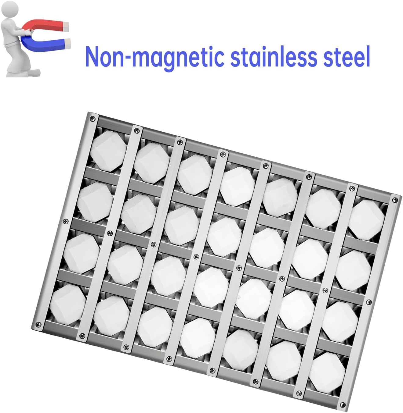 17.875" Grill Heat Plates Grill Briquette Tray for Alfresco Grill ALX2-30C, ALX2-42C, ALX2-42RFG, ALX2-56, ALX2-56BFG, Stainless Steel BBQ Heat Shield Flame Tamer with 56 Ceramic Briquettes