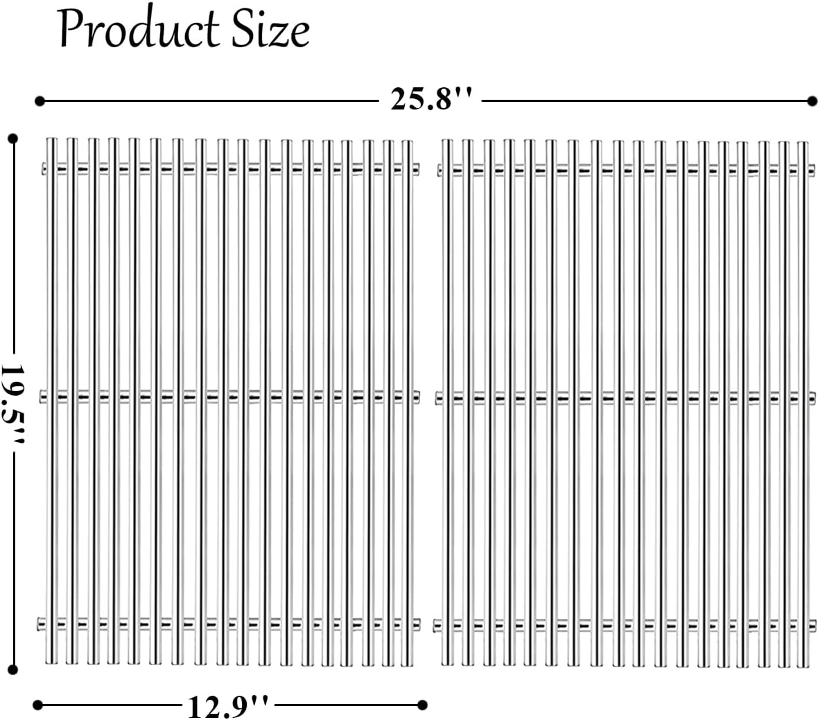 19.5" Cooking Grates for Weber Genesis 300 Series, Genesis E310 E320 E330 S310 S320 S330 EP310 EP320 EP330 Gas Grill, 304 Stainless Steel Replacement Parts for Weber 7528 7524