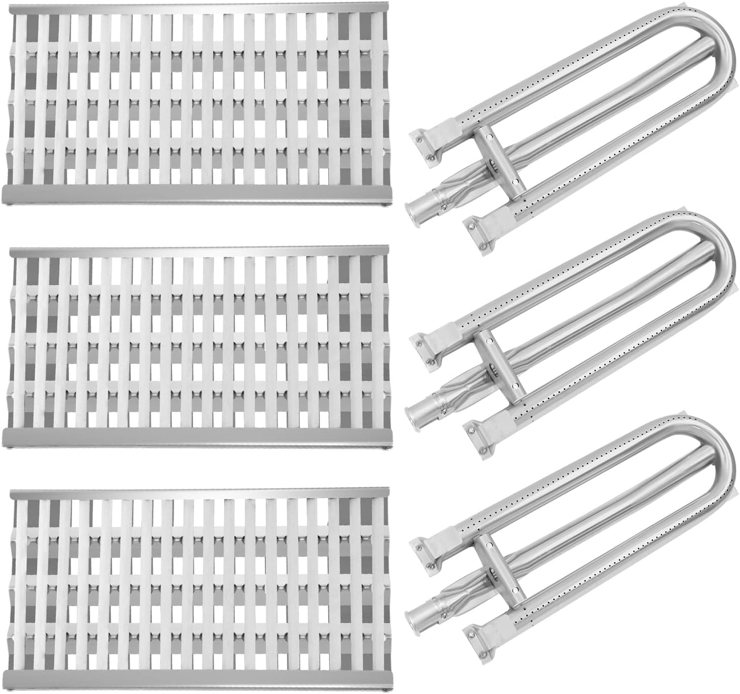 3-Pack Stainless Steel Heat Plates & Cast Burners with Ceramic Rods for DCS Grills