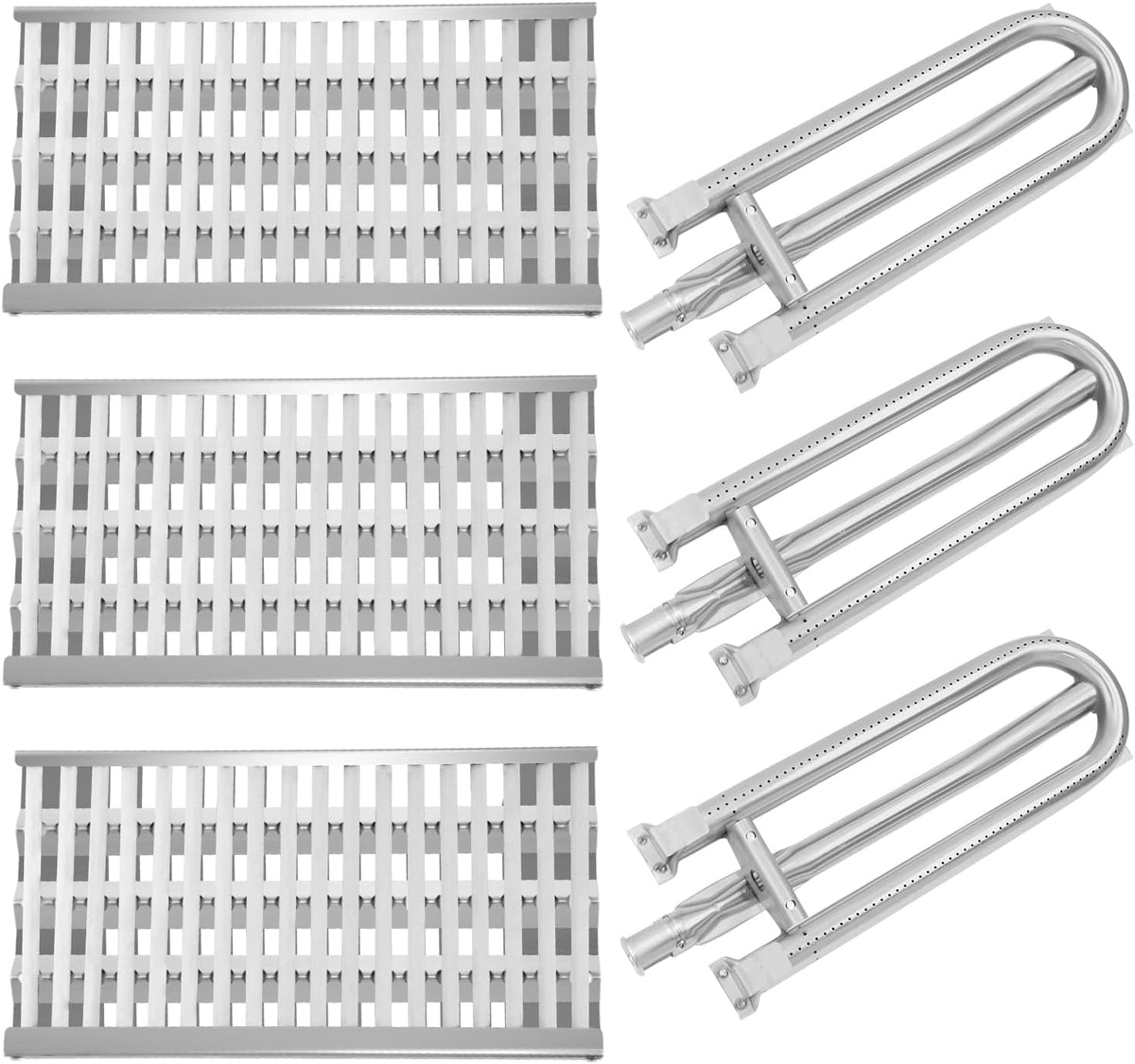 3-Pack Stainless Steel Heat Plates & Cast Burners with Ceramic Rods for DCS Grills