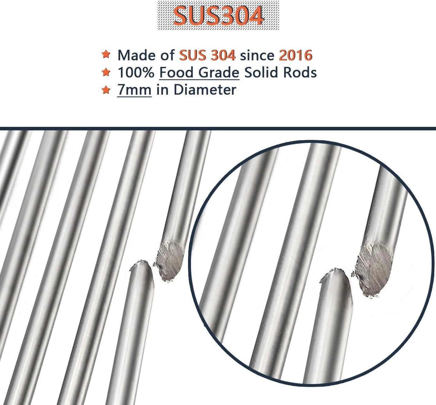 19.5" Solid SUS304 Stainless Steel Cooking Grates Replacement for Weber Genesis E and S Series 300 E310 E320 S310 S320 Gas Grills, Set of 2, 7528 (19.5" x 12.9" x 0.5")