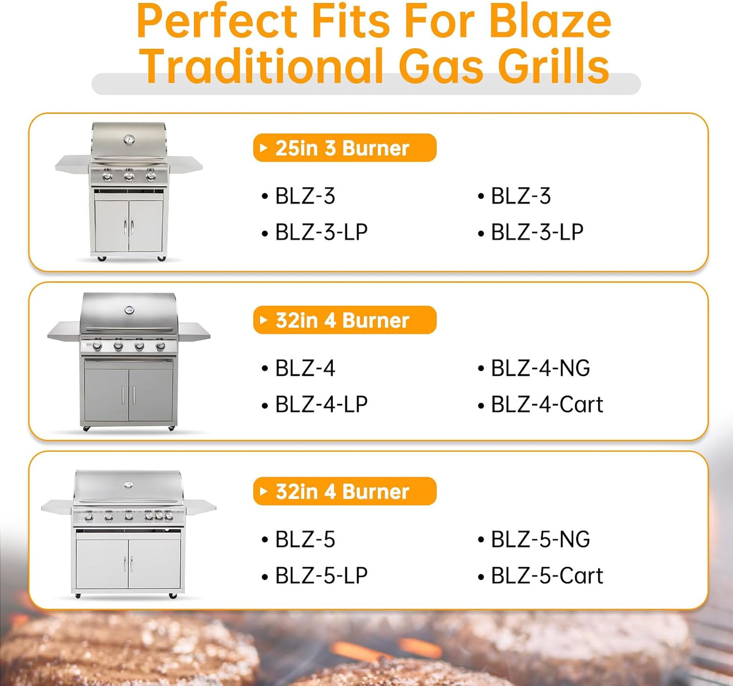 9mm Stainless Steel Cooking Grates & Flame Tamer Kit for Blaze 4-Burner Grills