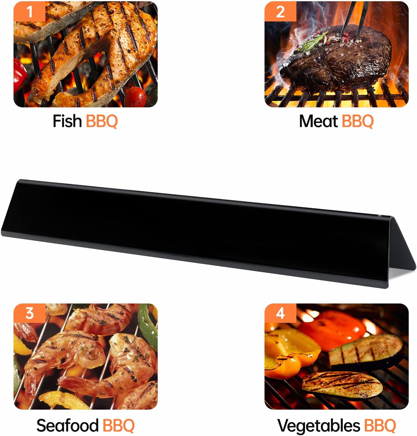 17.5 inch Porcelain Flavorizer Bars Grill Replacement Parts for Weber Genesis 300 Series E310 E320 E330 S310 S320 S330 EP/CEP 310 EP/CEP 320 EP/CEP 330 with Front Control Knob Heating Plate