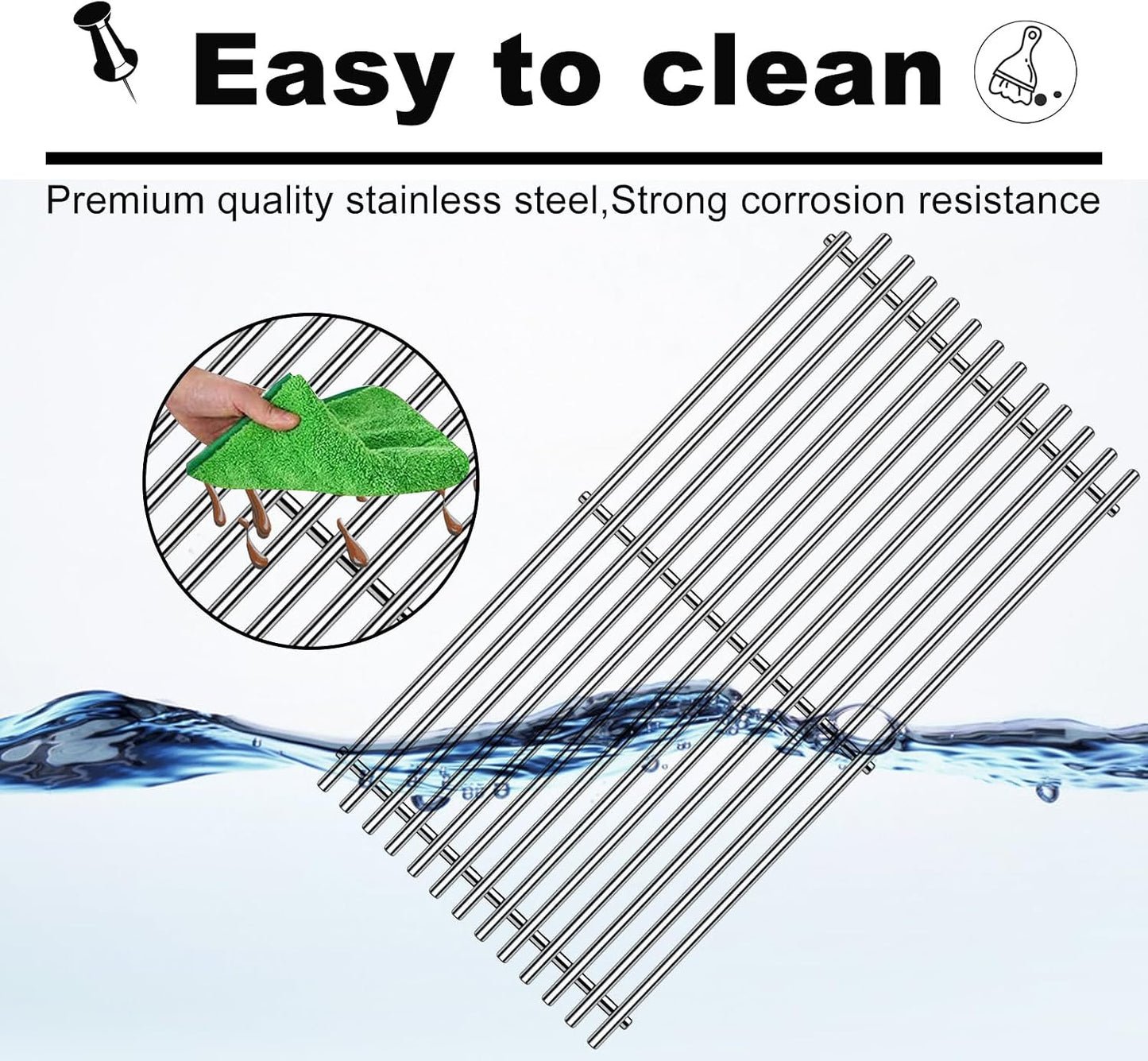 54801 Grill Grates Replacement, 3-Pack 9MM Stainless Steel for DCS 24/36/48 Grills