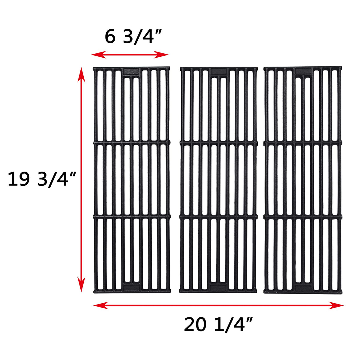 GGC 19-3/4" Cast Iron Grill Grates 3-Pack for Chargriller 3001 5050 3008 3030 4000 5252