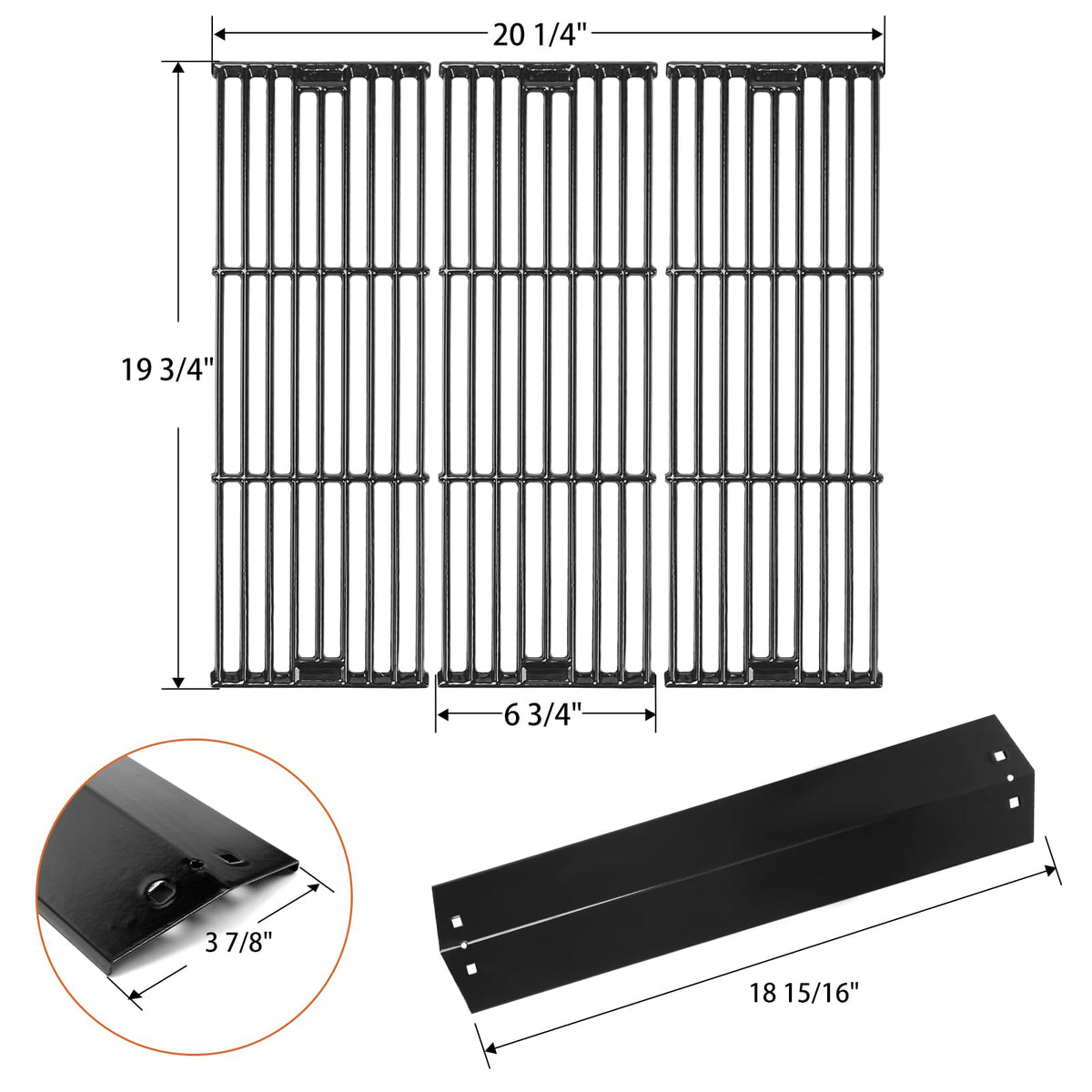Complete Burner, Heat Plate &amp; Cooking Grid Rebuild Kit for CharGriller 5050 3001 3008 4000 3030