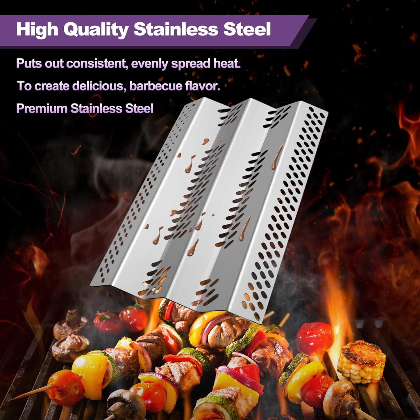 92461 2 Pack Heat Plate and 2 Pack 12461 Grill Burner ReplacementParts for American Outdoor Grill