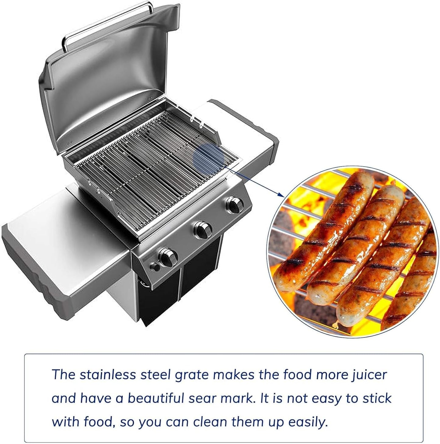 7528 304 Stainless Steel Cooking Grates for Weber Genesis E and S Series 300 E310 E320 S310 S320 Gas Grills, weber genesis grill grates, Weber Genesis Grill Parts, 19.5 x 12.9 inch