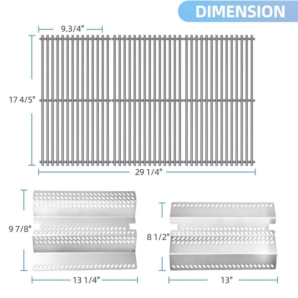 Stainless Steel 3064 Flavor Grids with 3543 Grill Grate Parts Replacement for Fire Magic Aurora A540 and Choice C540 Gas
