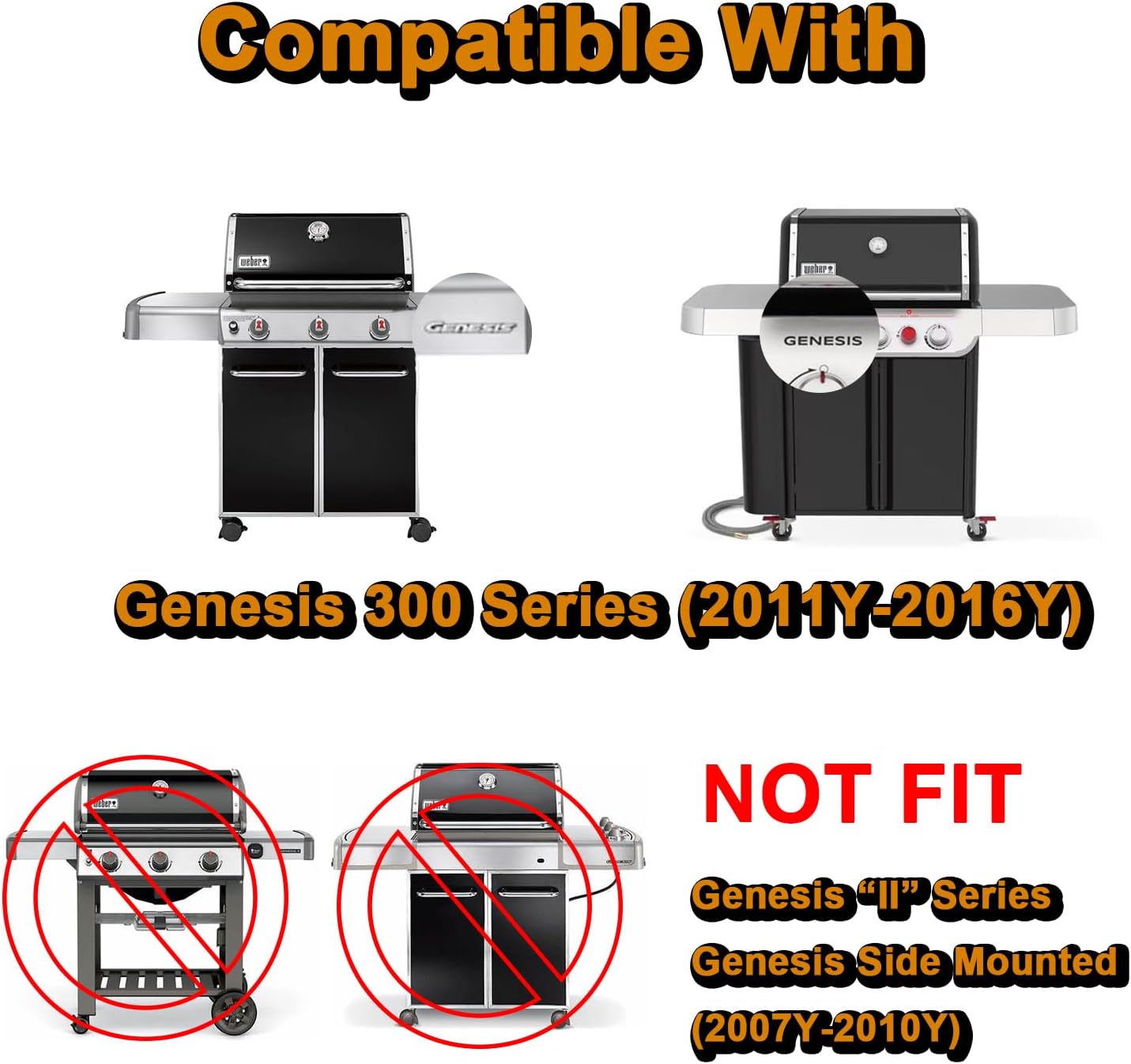 Genesis E-310 Grill Replacement Parts for Weber 7621 7620 Flavorizer Bars 62752 Burner Tube 65505 Heat Deflectors Weber Genesis 300 E310 E-330 S330 EP310 S-310 S-320 S310 EP330 E330 Grill Parts