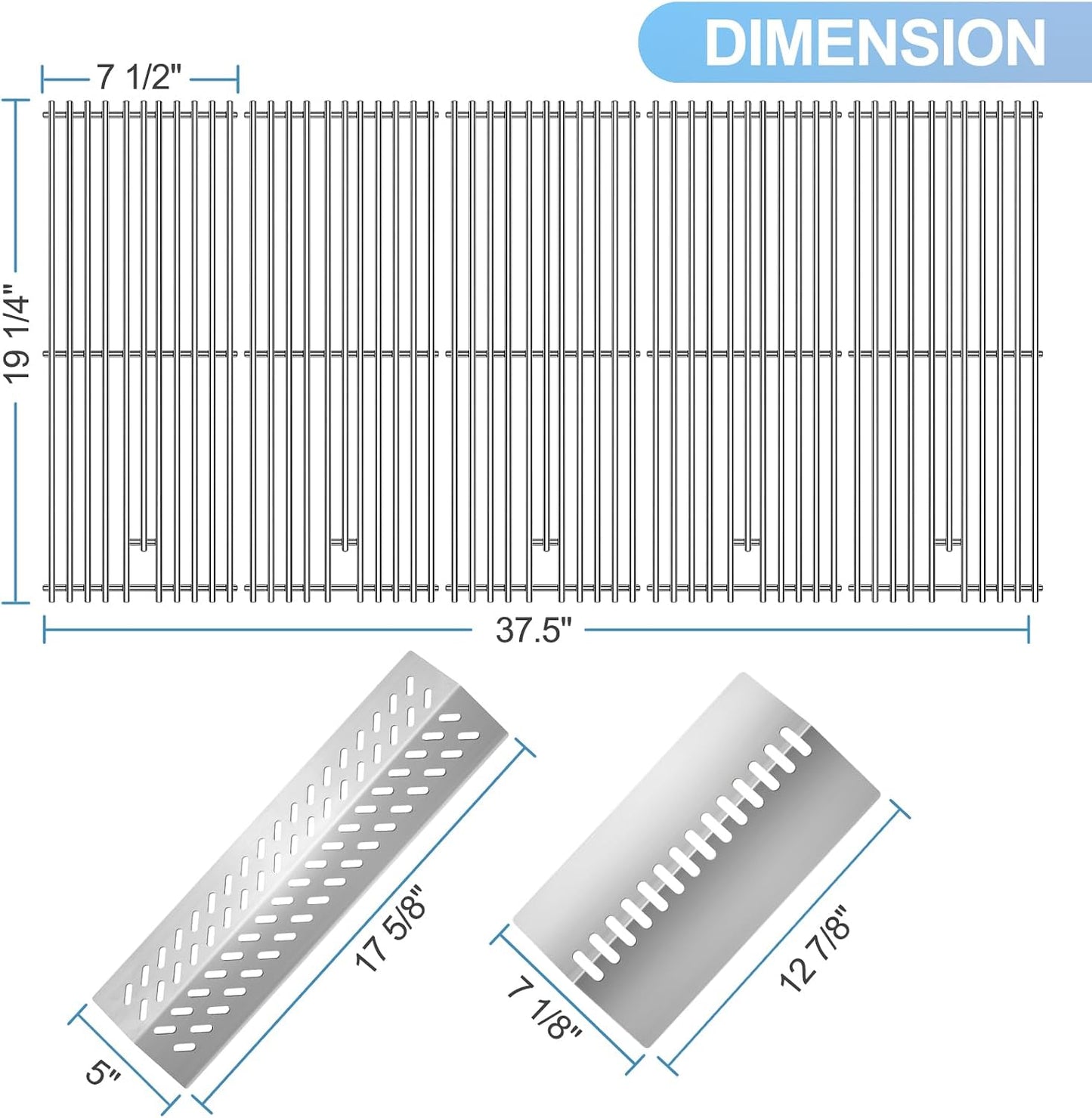 Cooking Grate & Heat Plate Kit for Bull Grills – Fits 87049, 69009, 57568