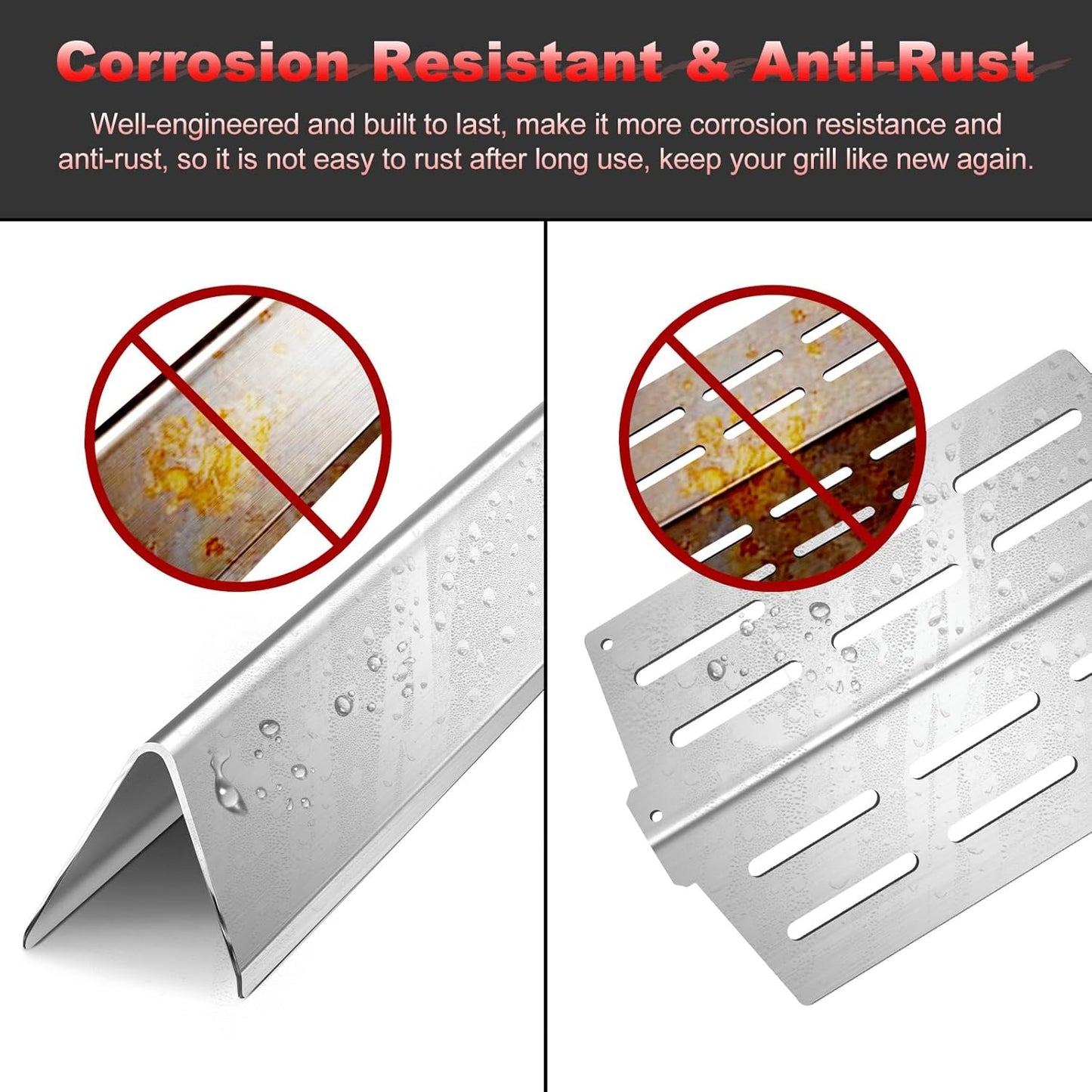 Grill Replacement Parts 17.5" Flavorizer Bars & Heat Deflector for Weber Genesis Grill Parts 300 Series E/S310 320 330 EP/cep310 330 with Front Control Knob, Heating Plate for Weber 7622 7620