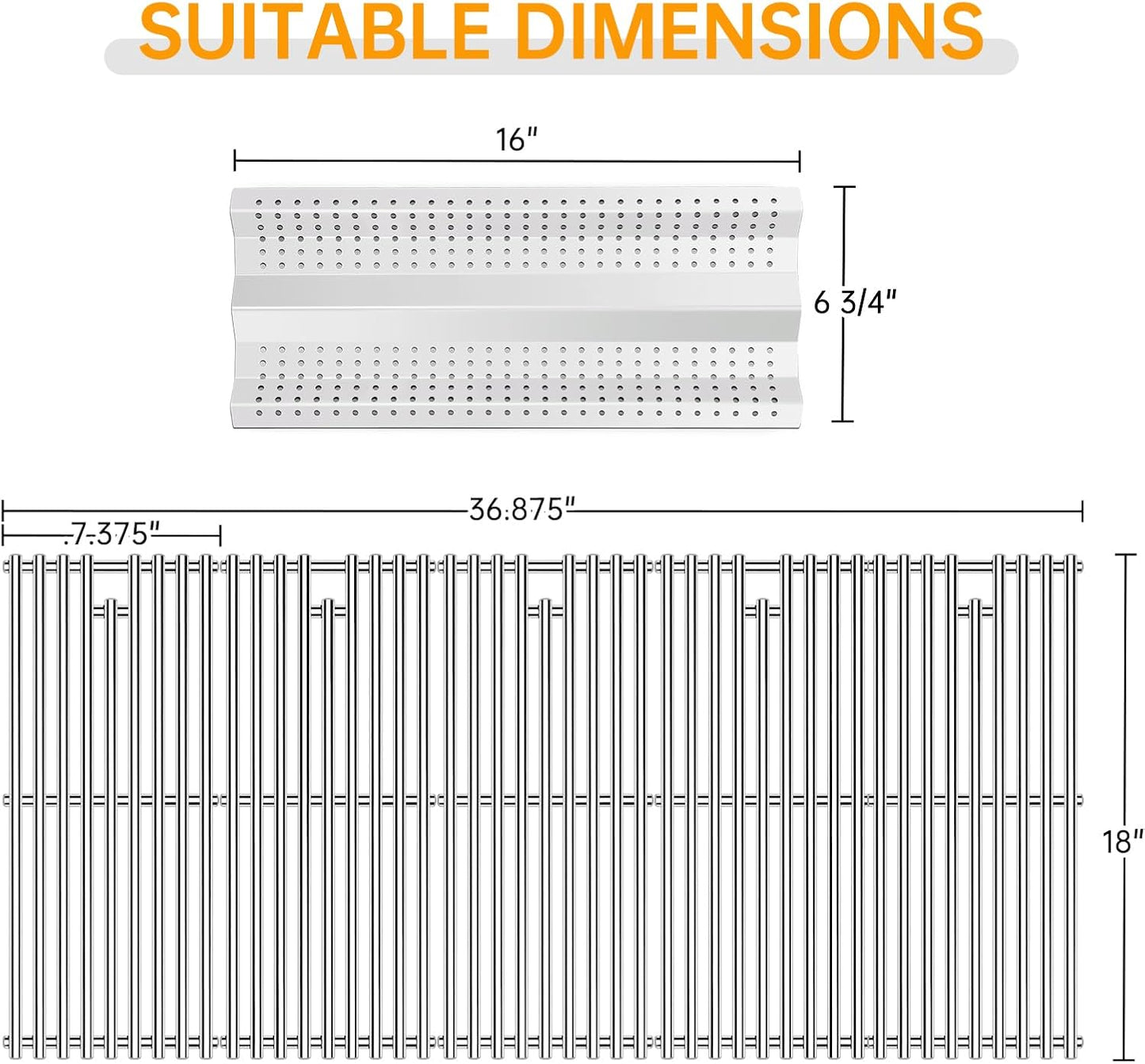 9mm Stainless Steel Cooking Grates & Flame Tamer Kit for Blaze 5-Burner Grills