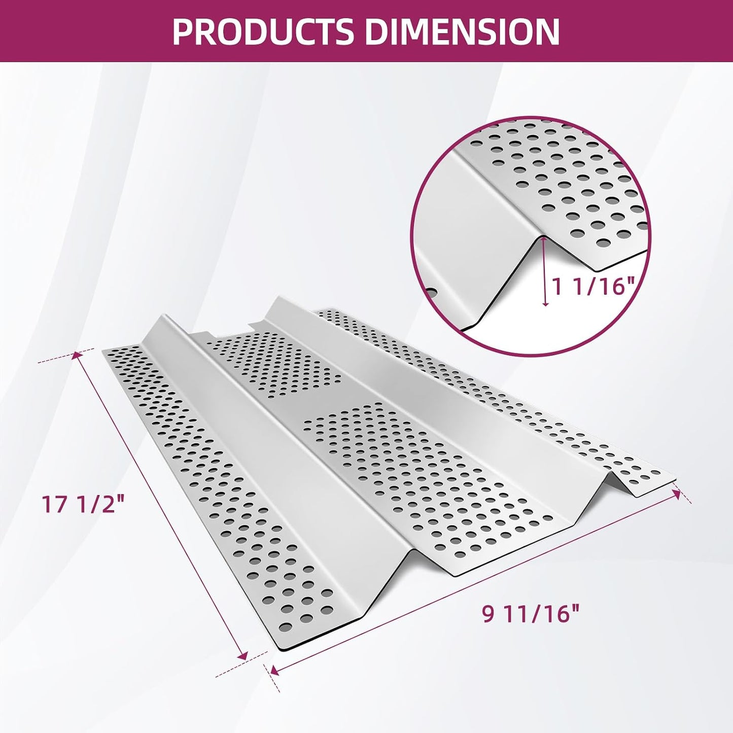 17.5" Stainless Steel Heat Plates for Blaze PRO Series Grills, 3-Pack