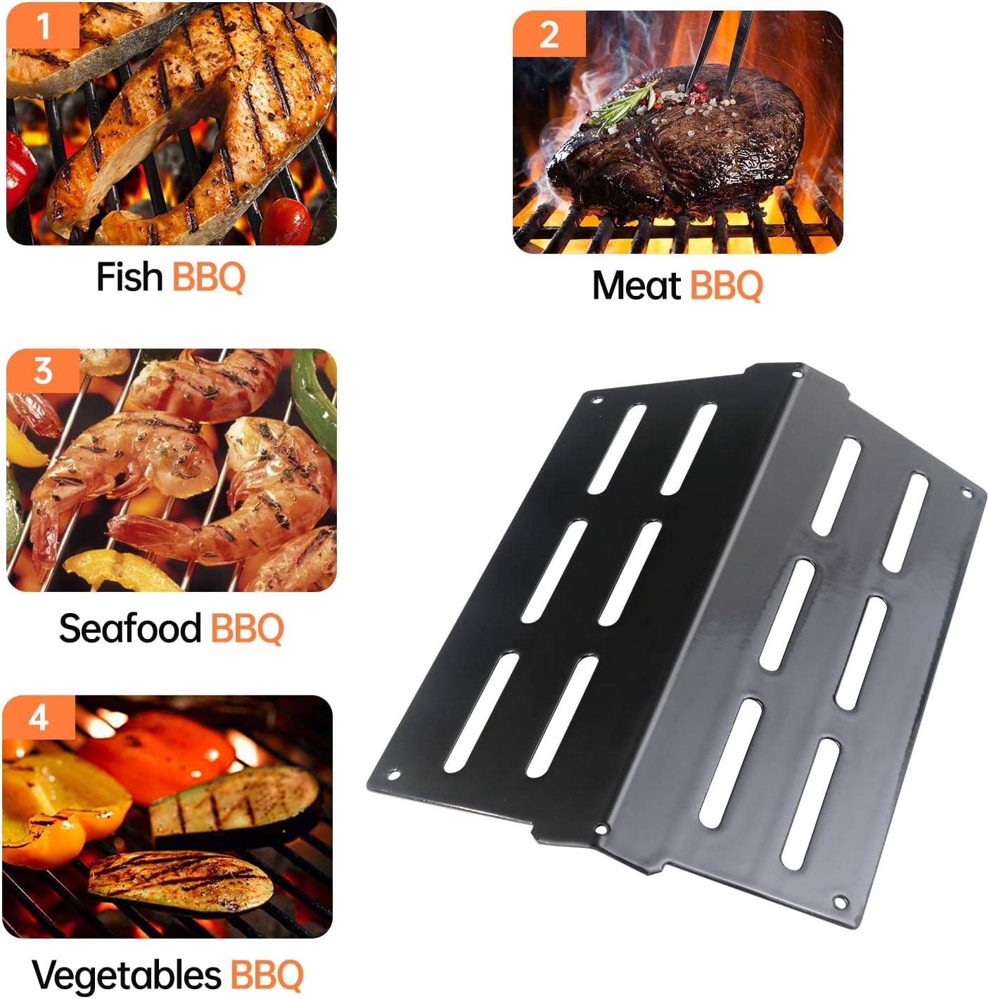 17.5 inch Porcelain Flavorizer Bars Grill Replacement Parts for Weber Genesis 300 Series E310 E320 E330 S310 S320 S330 EP/CEP 310 EP/CEP 320 EP/CEP 330 with Front Control Knob Heating Plate