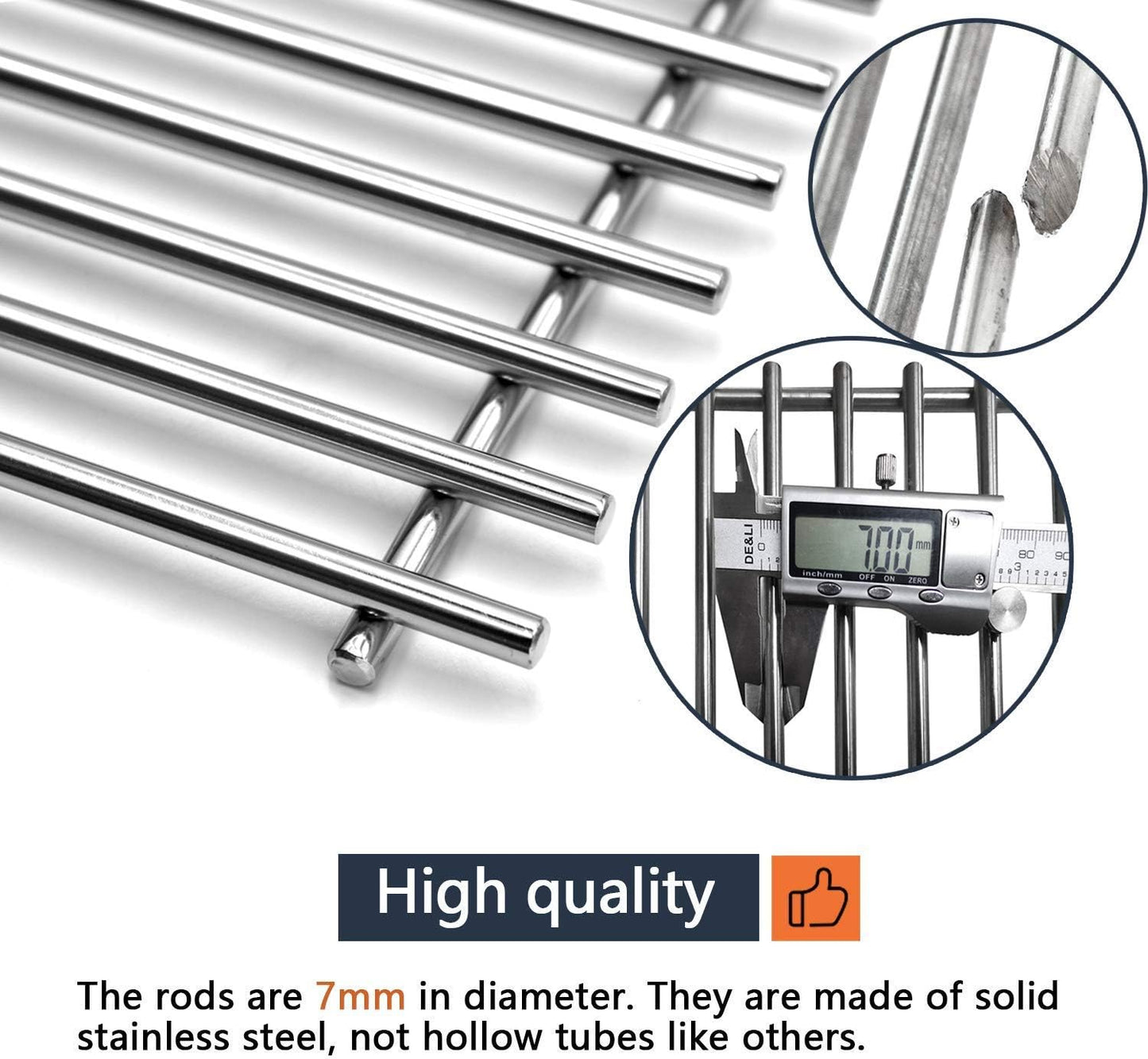 19.5" Solid SUS304 Stainless Steel Cooking Grates Replacement for Weber Genesis E and S Series 300 E310 E320 S310 S320 Gas Grills, Set of 2, 7528 (19.5" x 12.9" x 0.5")