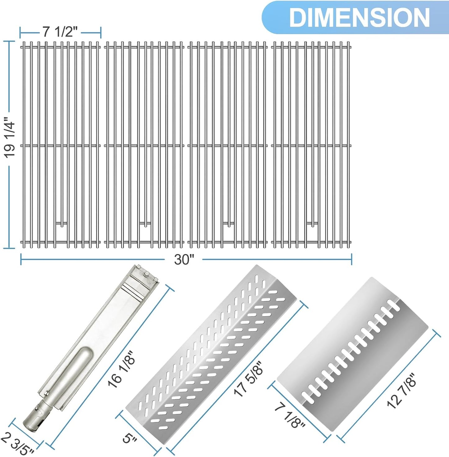 4-Pack Burner, Heat Plate & Cooking Grate Kit for Bull Angus, Outlaw & Lonestar