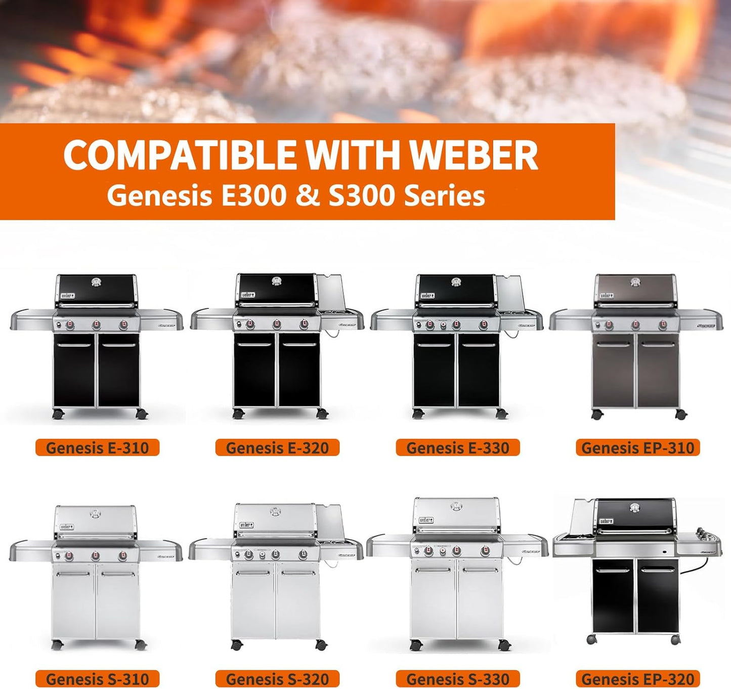 Grill Flat Top Griddle Inserts Replacement Parts for Weber Genesis E-310 E-320 E-330 S-310 S-320 S-330 EP-310 EP-320 EP-330 CEP-310 CEP-330 Genesis 300 Series,7524 Replace Full Size