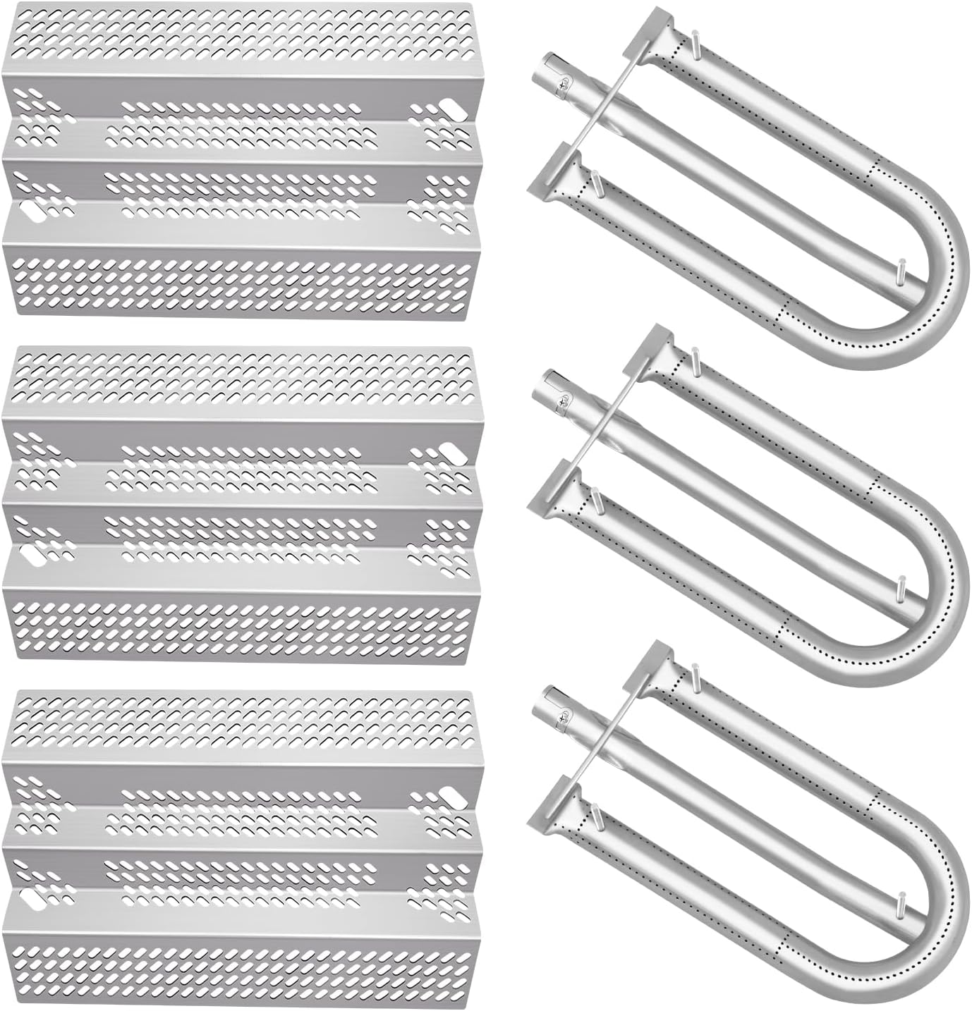 Heat Plate Shield & Gas Burner Tube Replacement for American Outdoor Grill – 3-Pack