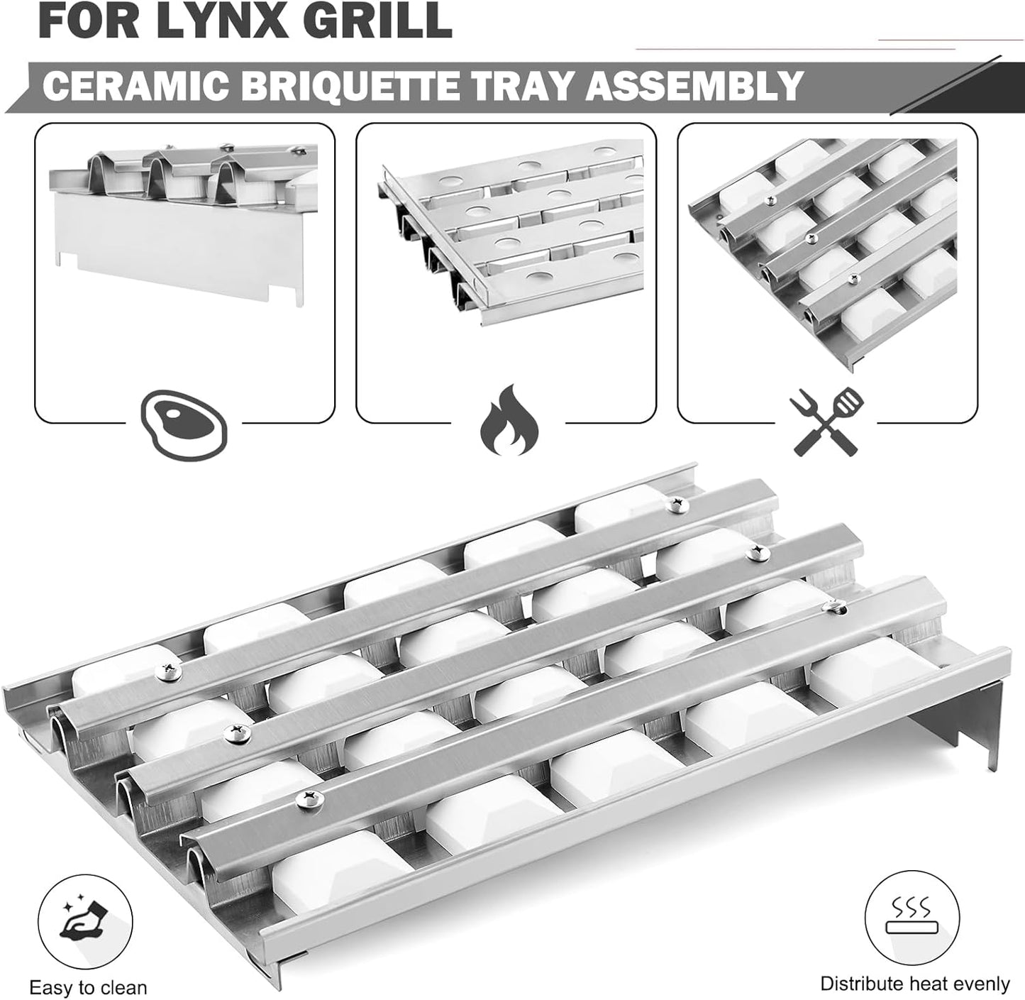 Briquette Tray Replacement Parts for Lynx Grill Parts Sedona 24” 36” 42” Grill Briquettes Lynx Sedona L600 L400 L700 Grill Ceramic Briquette Assembly Parts 80707 80743 L600PS Grill Part