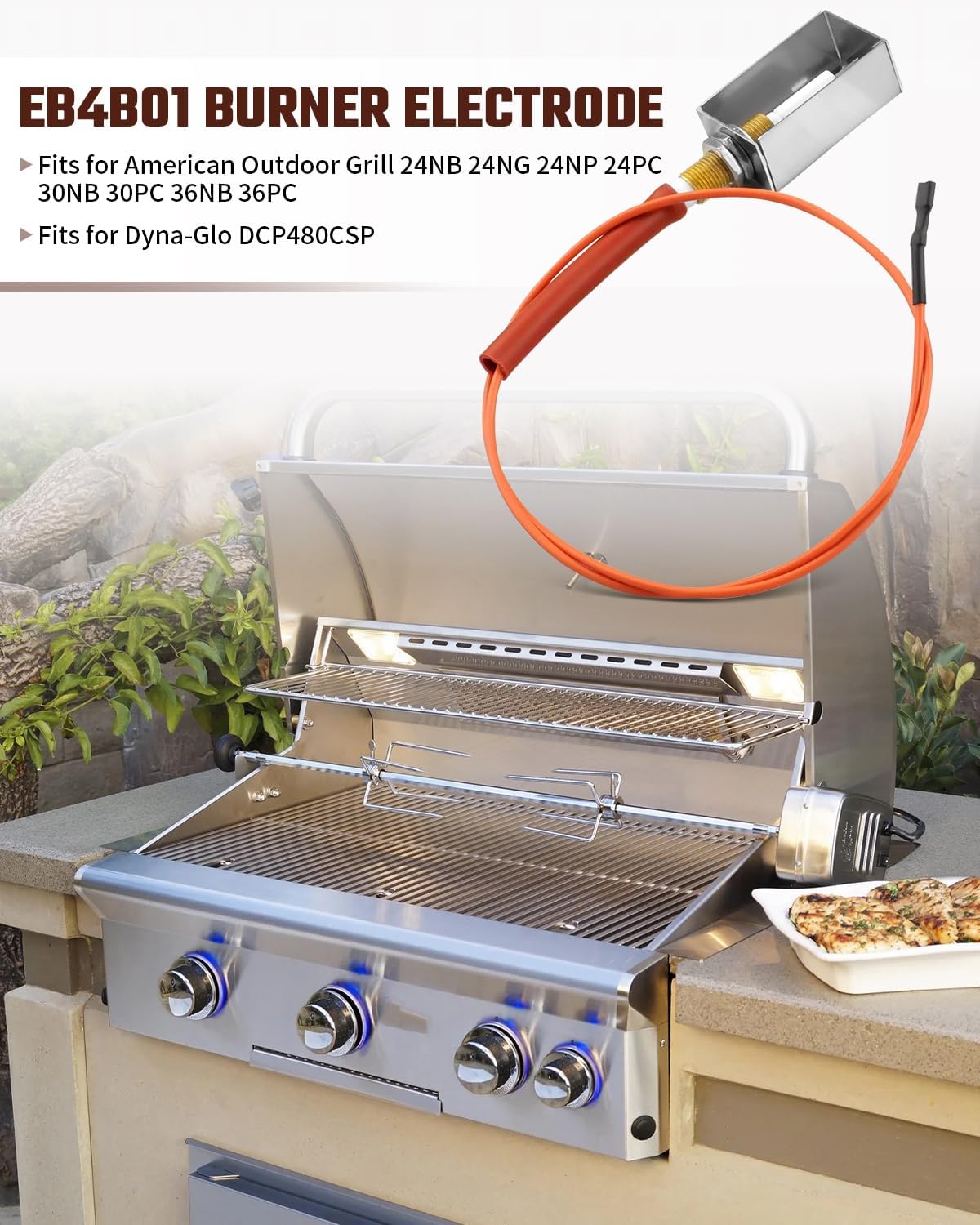 3-Pack Burner Electrode Replacement EB4B01 for American Outdoor Grill & Dyna-Glo