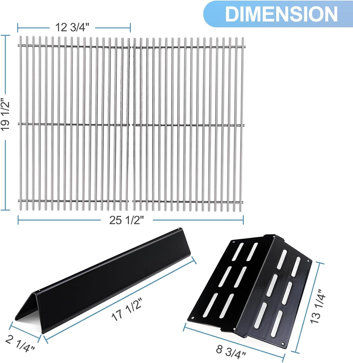 19 1/2" Grill Grates and 17.5 inch flavorizer bar and Heat Deflector Replacement Parts for Weber Genesis 300 Series E-310 E-320 E-330 S-310 S-320 S-330 EP-320 ESP-310 ESP-320 Gas Grills