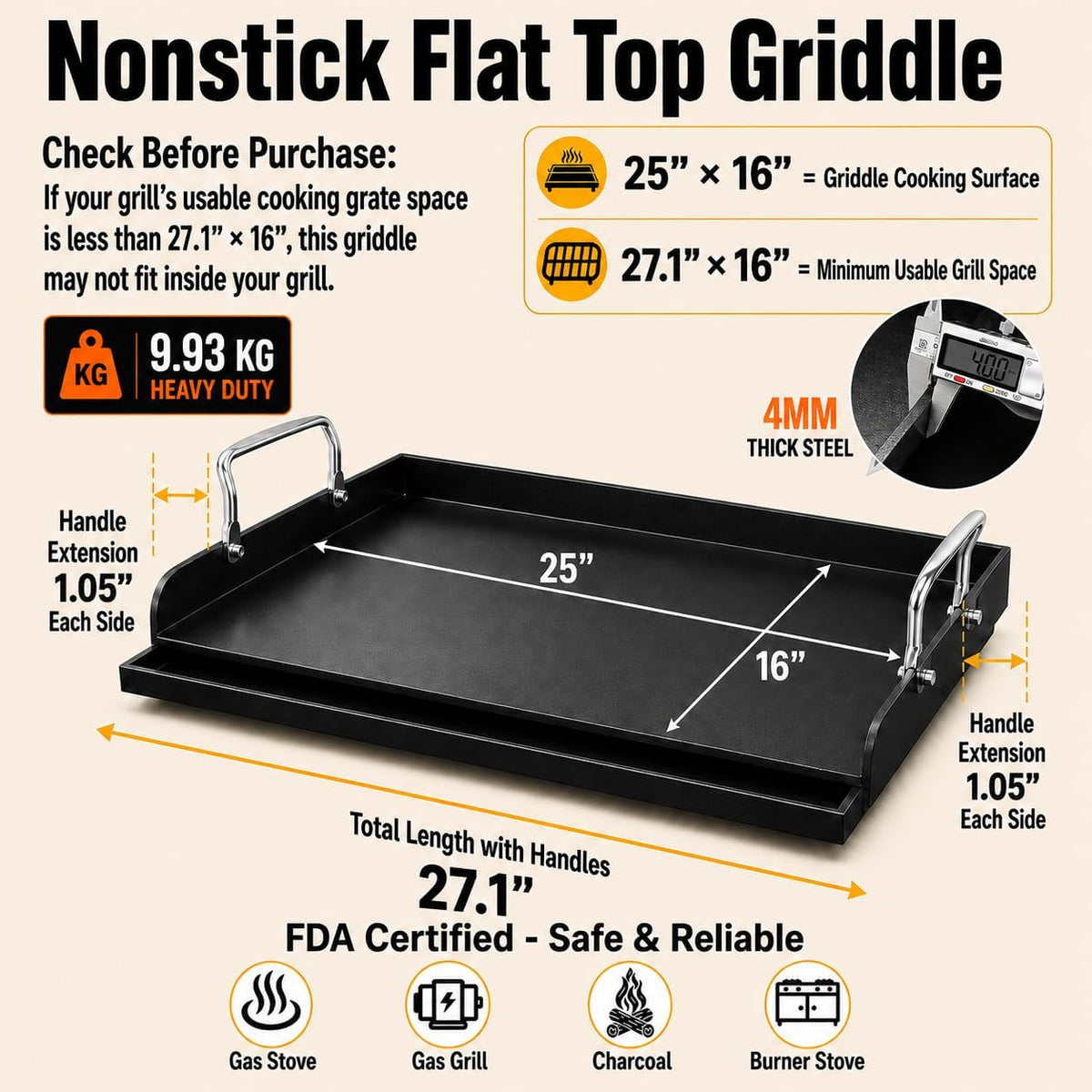 topgrillparts 25x16 cast iron griddle - lifestyle view 2