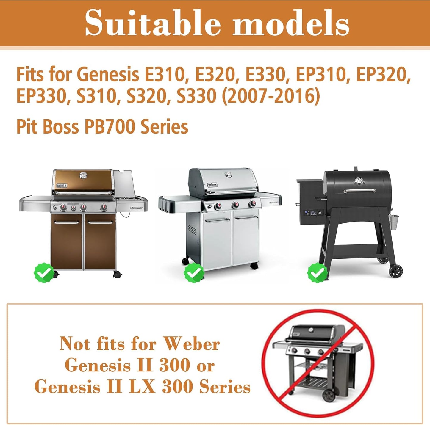 7524 Cooking Grill Grates & 8265 Griddle Replacement Parts for Weber Genesis S310, E310, E320, S320, E330, S330, EP310, EP320, EP330, 19.5" Cast Iron Grill Parts for Weber Genesis 300 Series