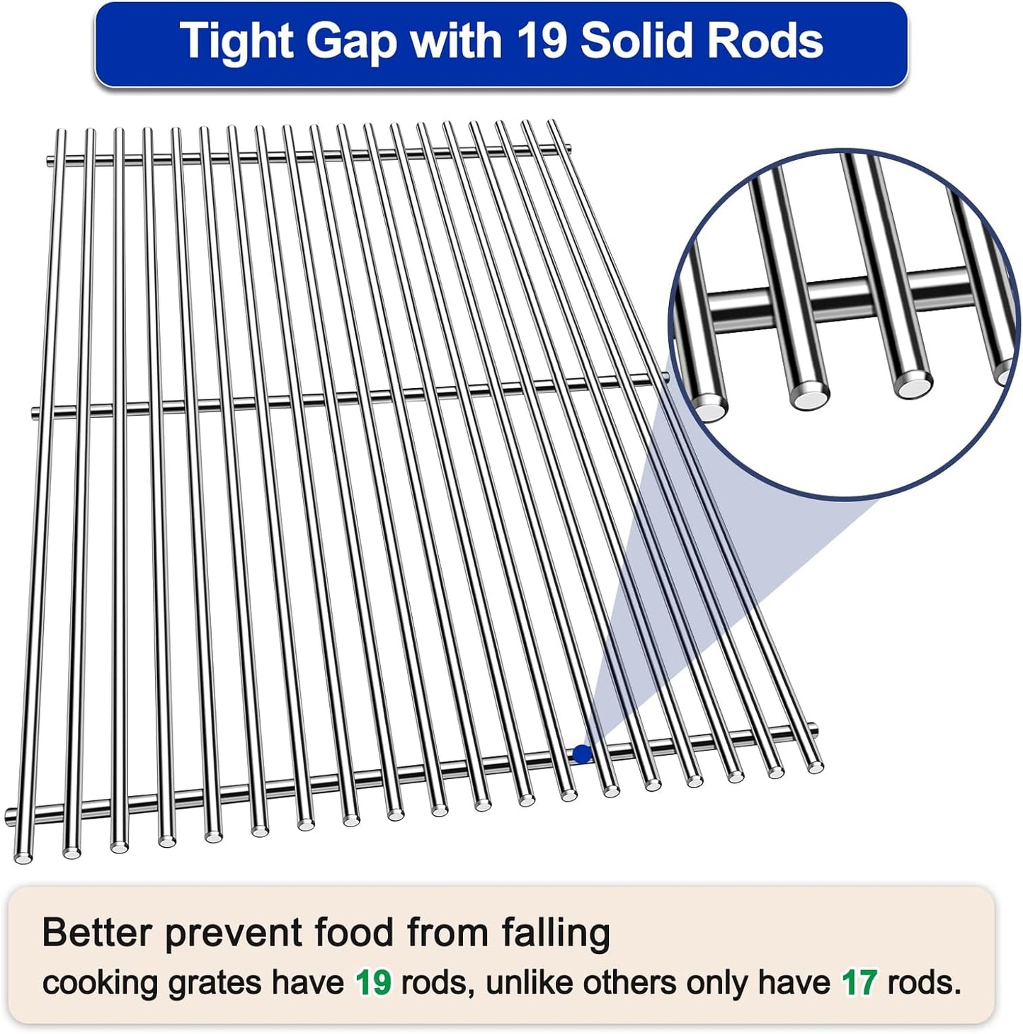 66095 66802 Grill Grates Replacement Parts for Weber Genesis II 300 and Genesis II LX 300 Series Gas Grills,18.75" Cooking Grid for Weber 61000001 66014001 Grill grates