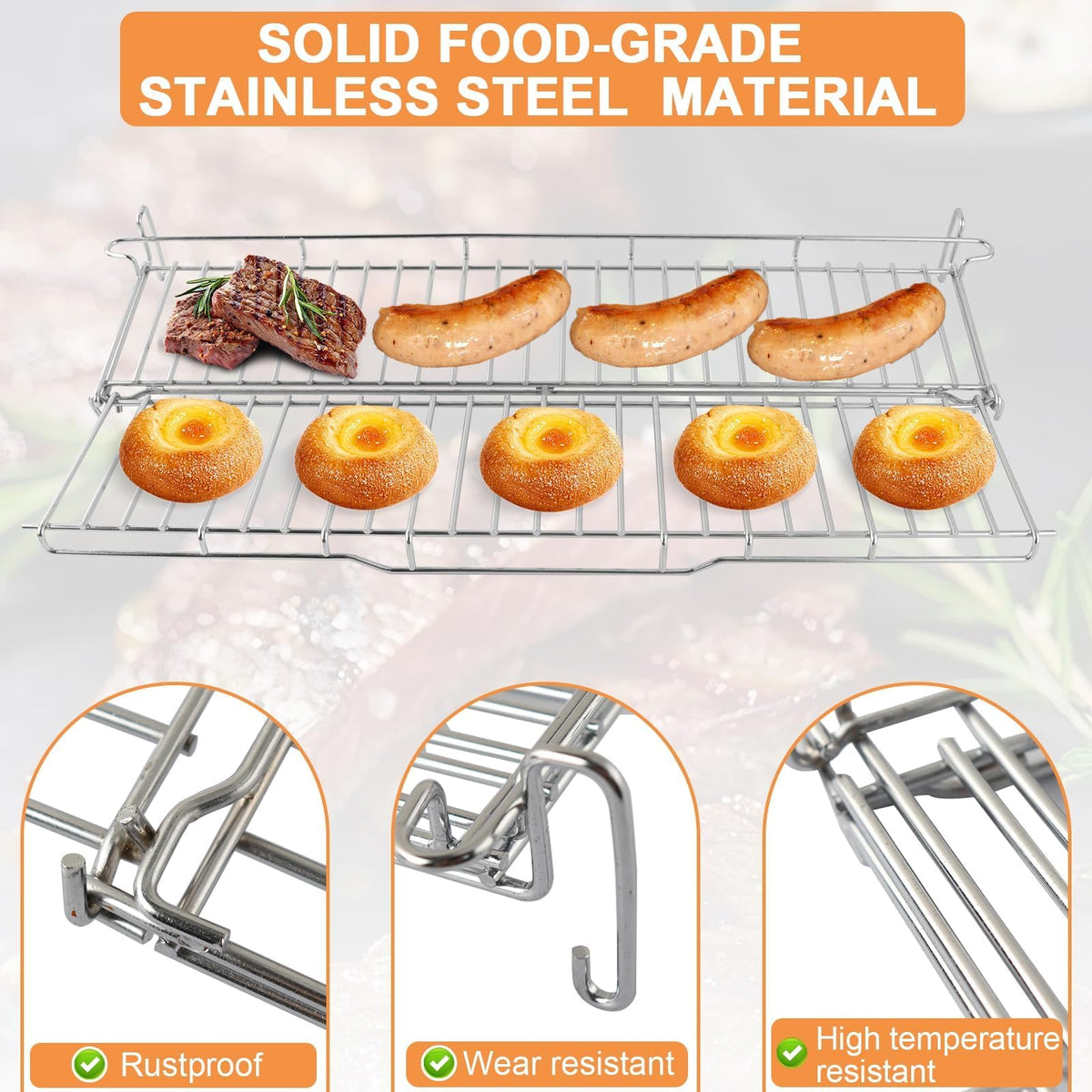 topgrillparts Weber Genesis II 300 Series Warming Rack 66044 - unfolded view