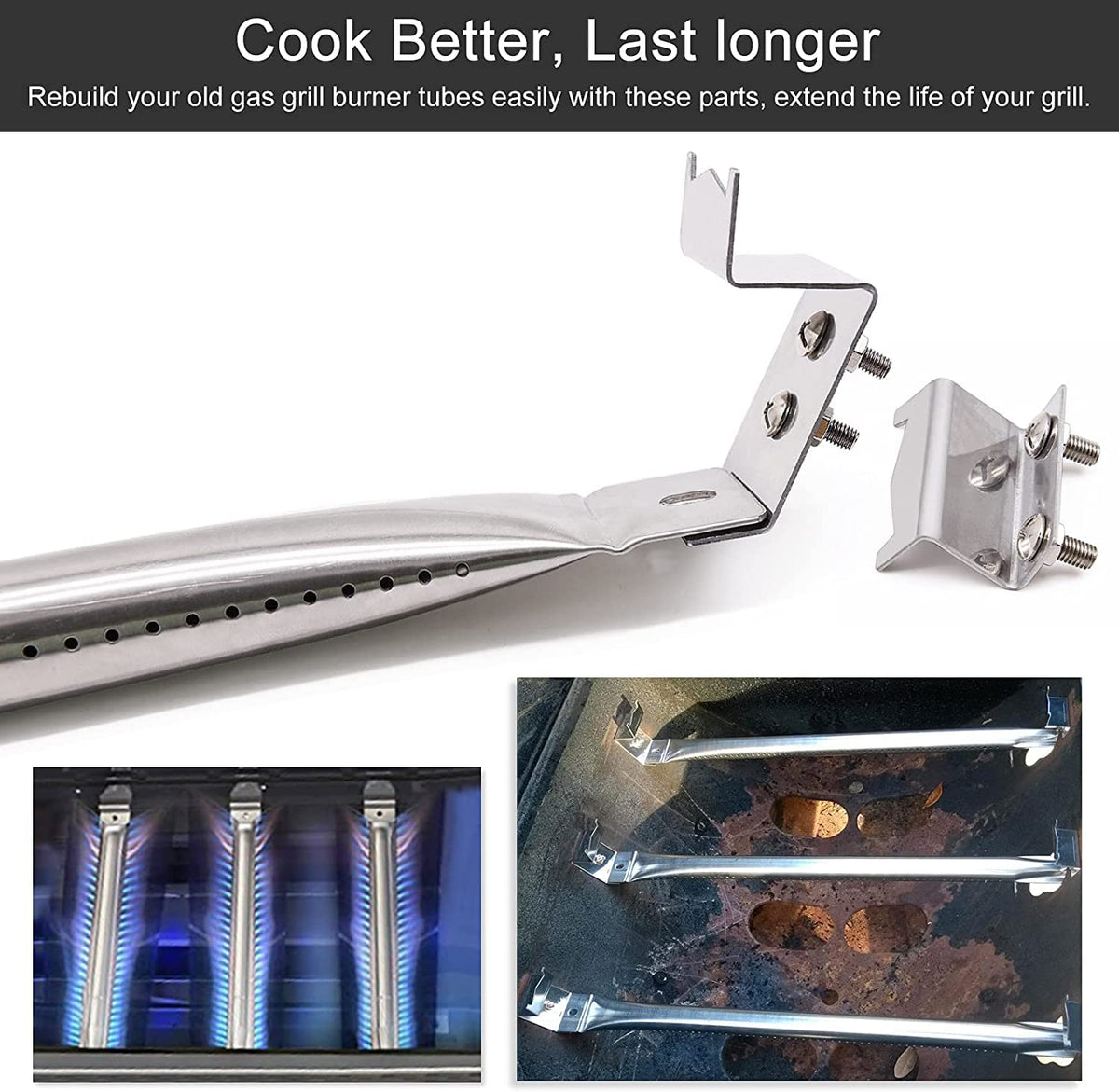 Grill Burner &amp; Heat Plate Rebuild Kit for Chargriller 5050 5650 3001 3008 3030 4000 5252 3072