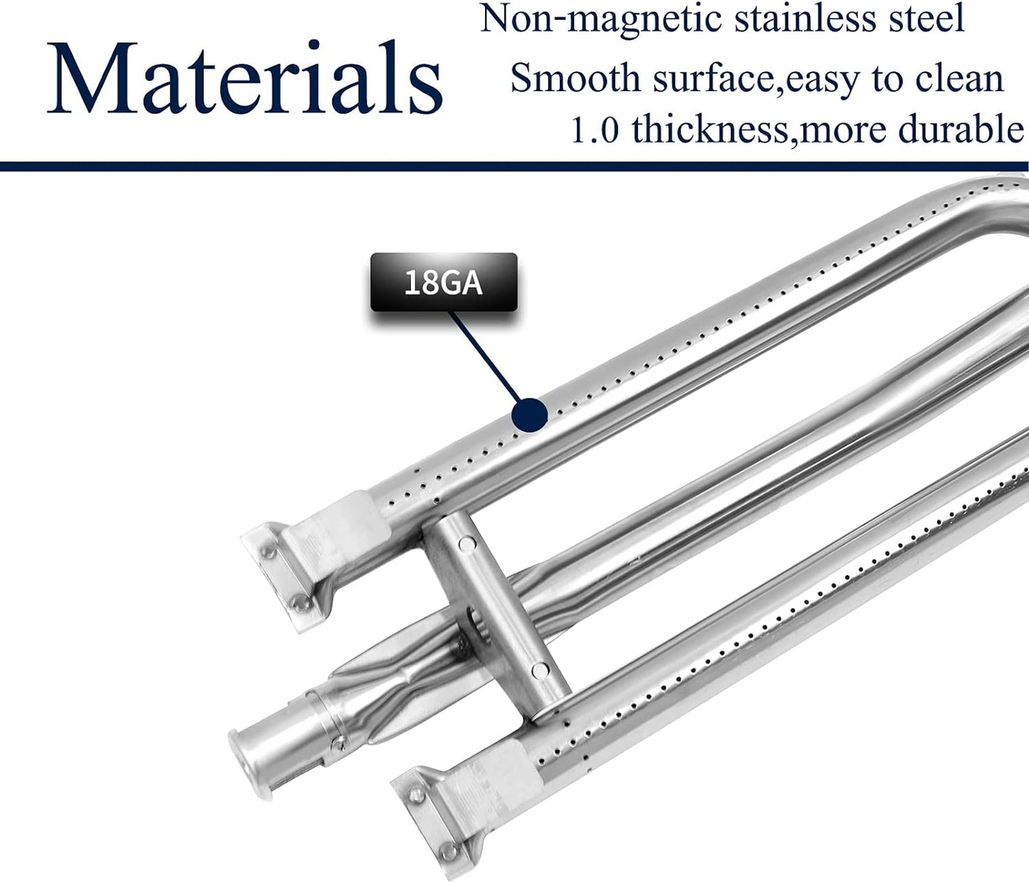BBQ Grill Burner Replacement Parts, Stainless Steel Gas Pipe Tube Crossover Cover Flame Tamer, BBQ Deflector for Brinkmann, Select Charmglow, DCS Gas Grill Models (3-Pack)