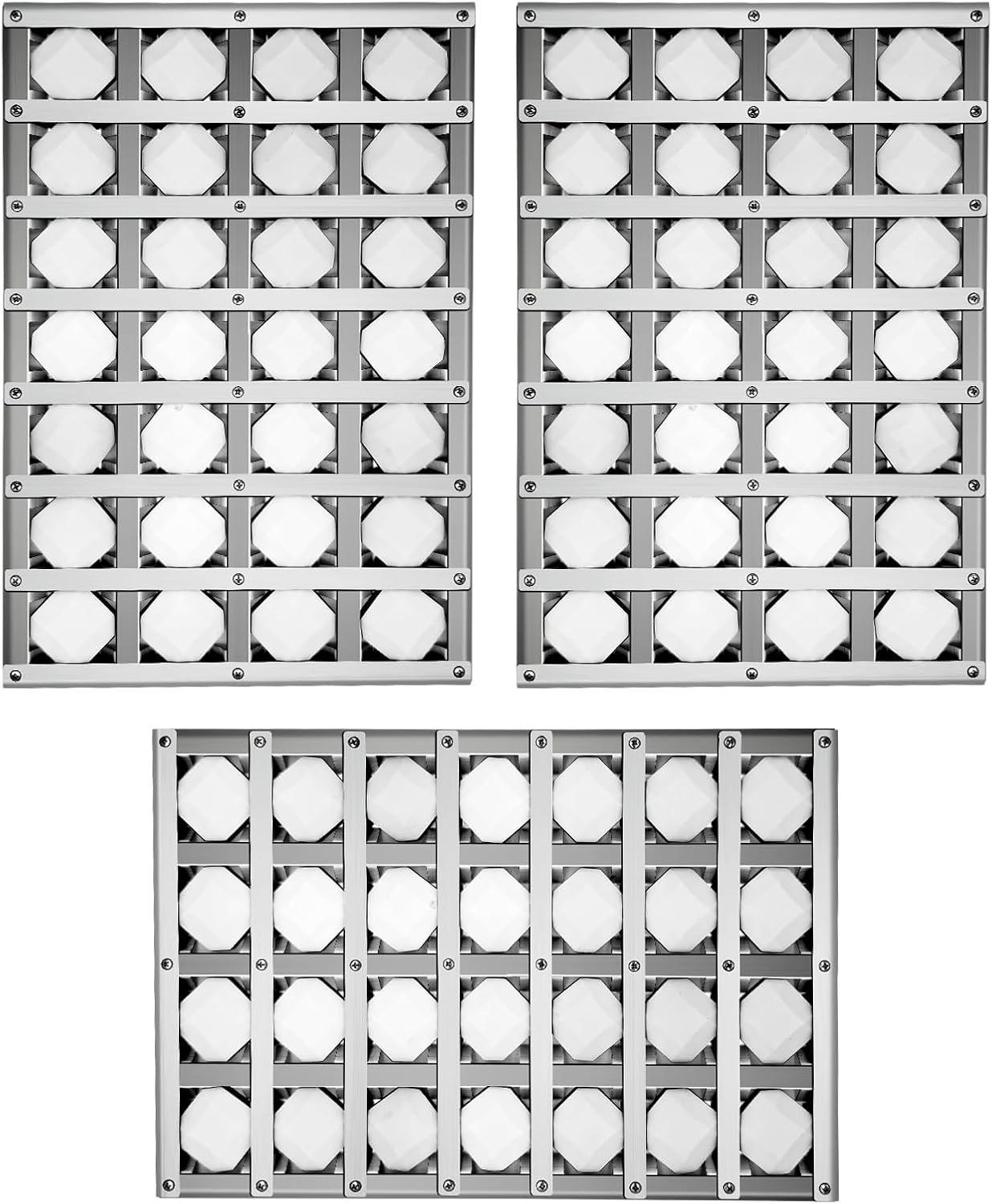 17.875" Grill Heat Plates Grill Briquette Tray for Alfresco Grill ALX2-30C, ALX2-42C, ALX2-42RFG, ALX2-56, ALX2-56BFG, Stainless Steel BBQ Heat Shield Flame Tamer with 56 Ceramic Briquettes