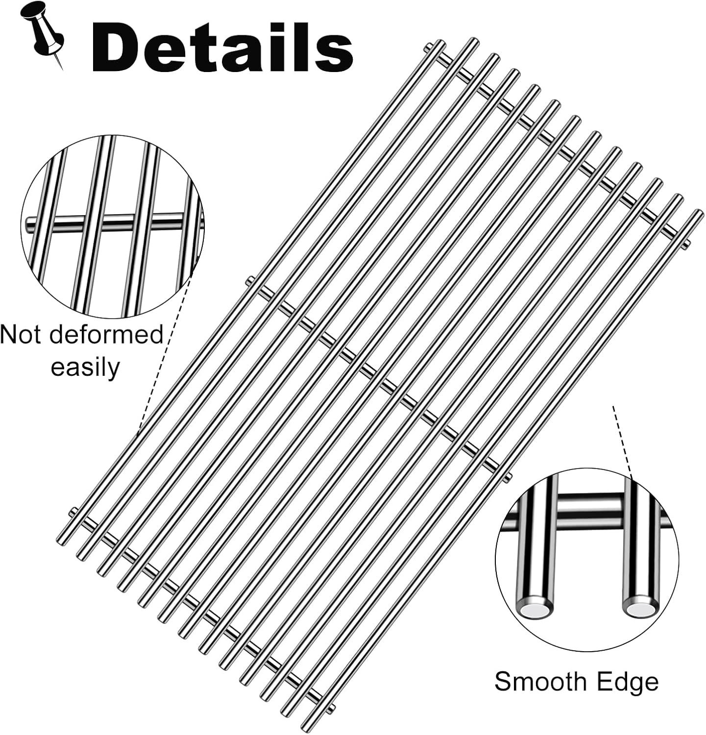 54801 Grill Grates Replacement, 3-Pack 9MM Stainless Steel for DCS 24/36/48 Grills