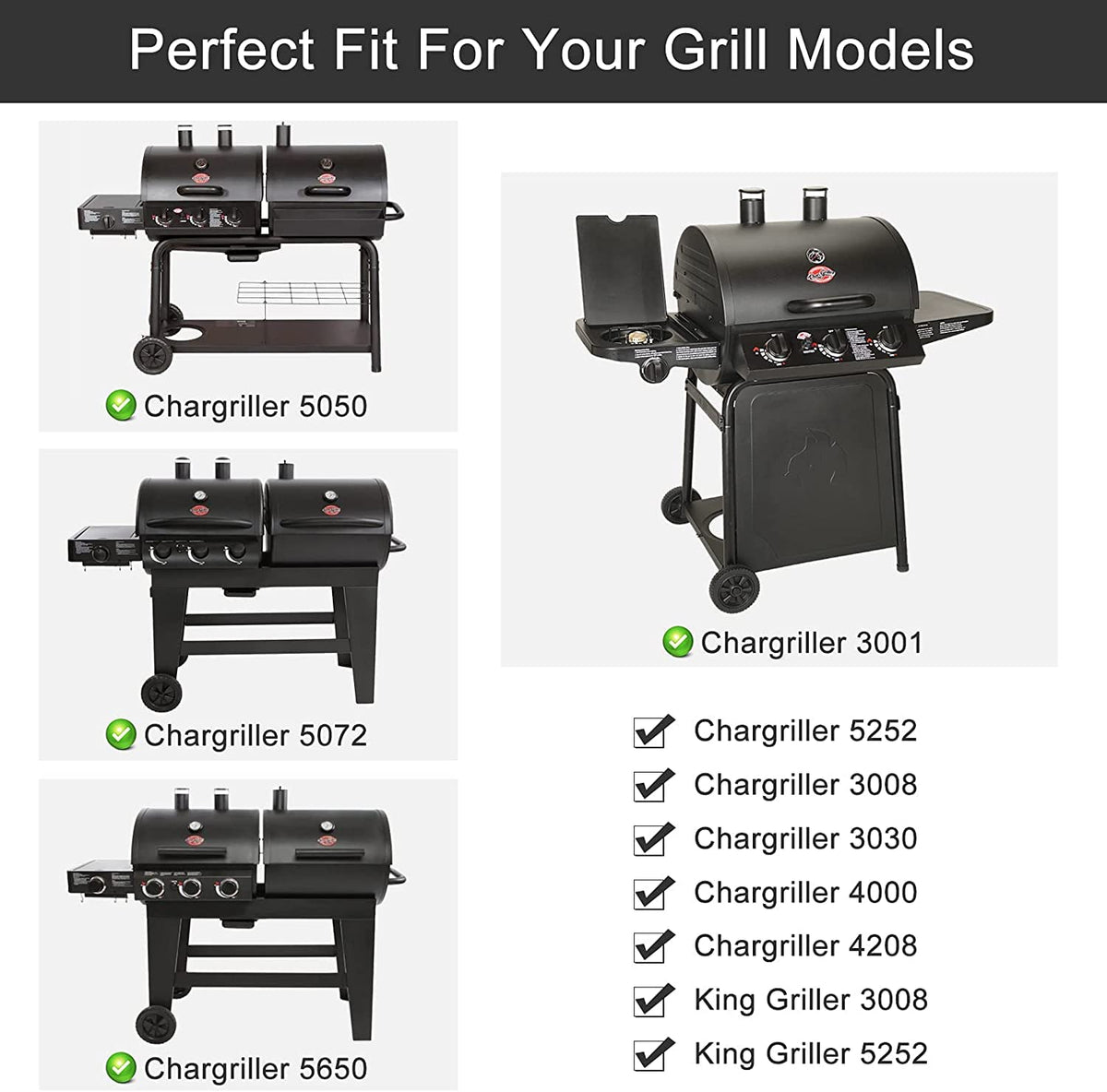 Grill Burner &amp; Heat Plate Rebuild Kit for Chargriller 5050 5650 3001 3008 3030 4000 5252 3072