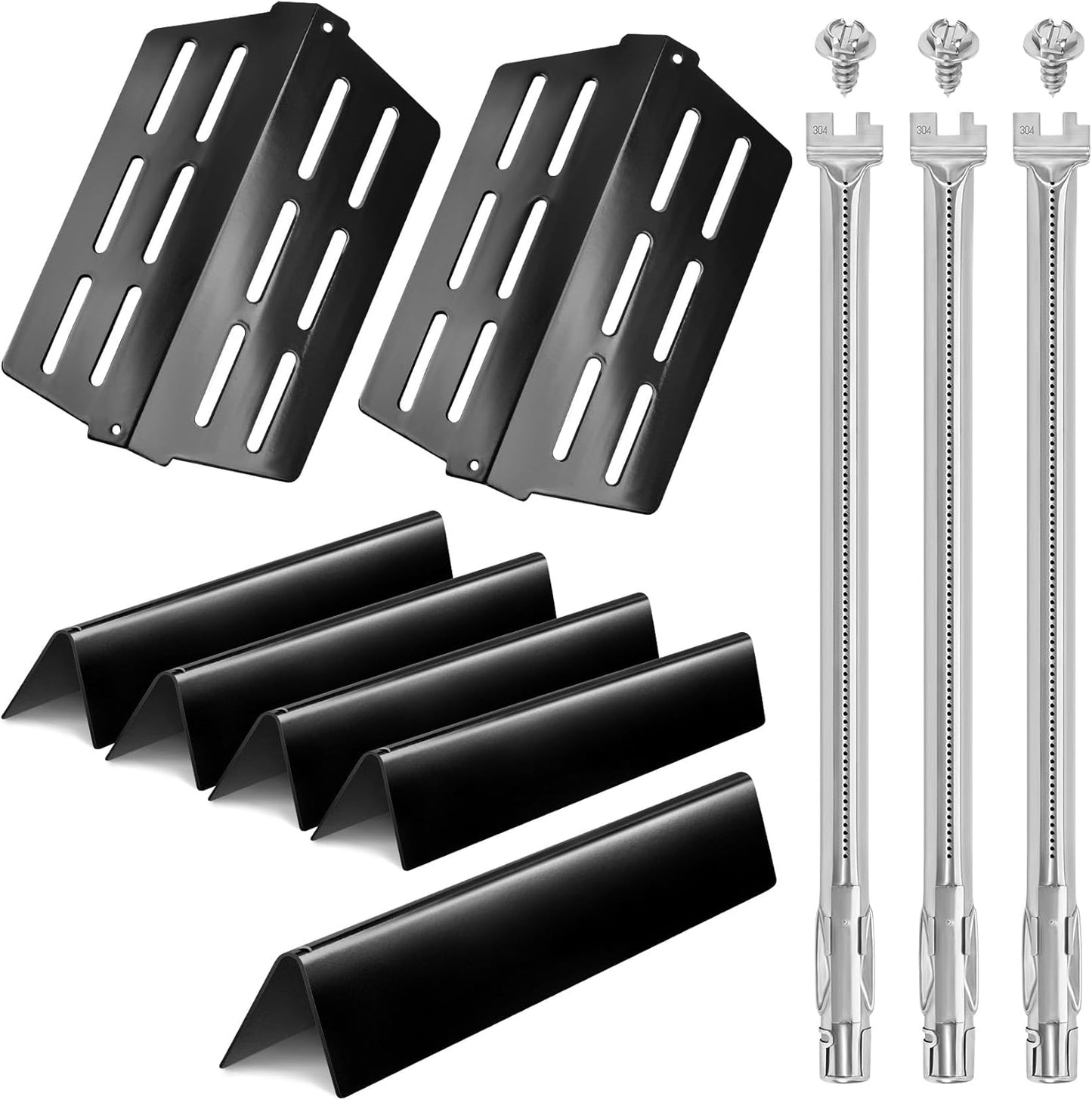 7620 7622 62752 Grill Replacement Parts for Weber Genesis 300(Front-Knob), 17.5 Flavorizer Bars, 19.5 Burners Tube, 13 1/4 Heat Plate Deflectors for Genesis E310 E320 E330 S310 S320 S330 Grills