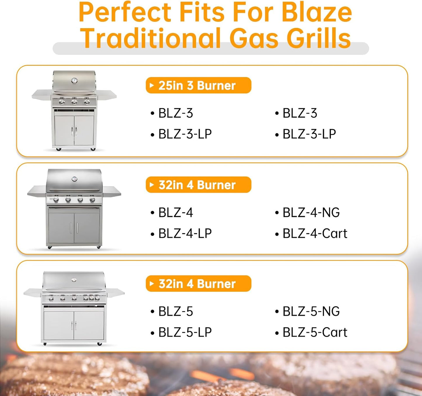 9mm Stainless Steel Cooking Grates & Flame Tamer Kit for Blaze 3-Burner Grills