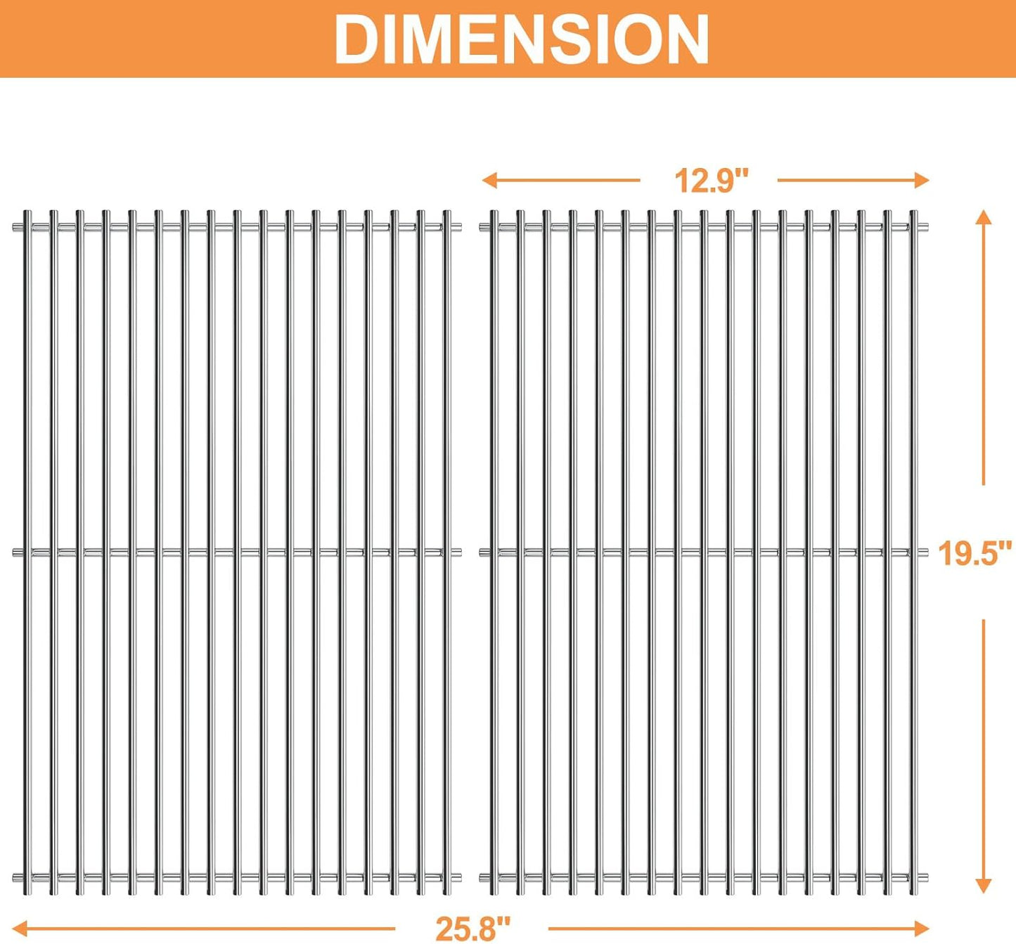 65937 7528 Grill Grates 19.5" Replacement for Weber Genesis Grill Parts 300 Series