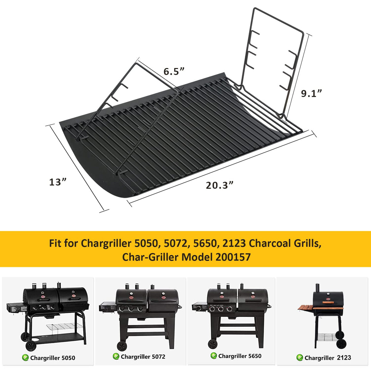20" Charcoal Ash Pan Replacement for Char-Griller 5050 5072 5650 2123 2223 2823 (Model 200157)