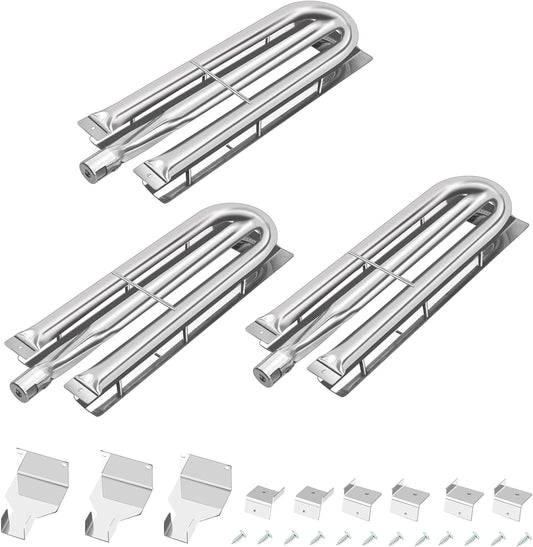 Stainless Steel Burner Tube Gas Grill Replacement Parts for Select Viking VGBQ 41 in T Series, VGBQ 53 in T Series, VGBQ 53" T Series and Other Grill Models, 21.875" x 6.125", Pack of 3