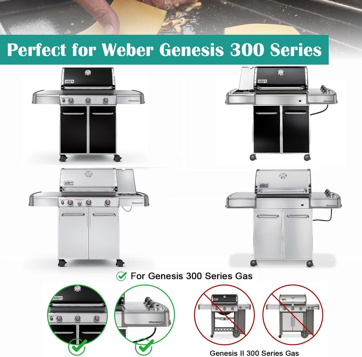 topgrillparts griddle insert for Weber Genesis 300 - lifestyle view 3