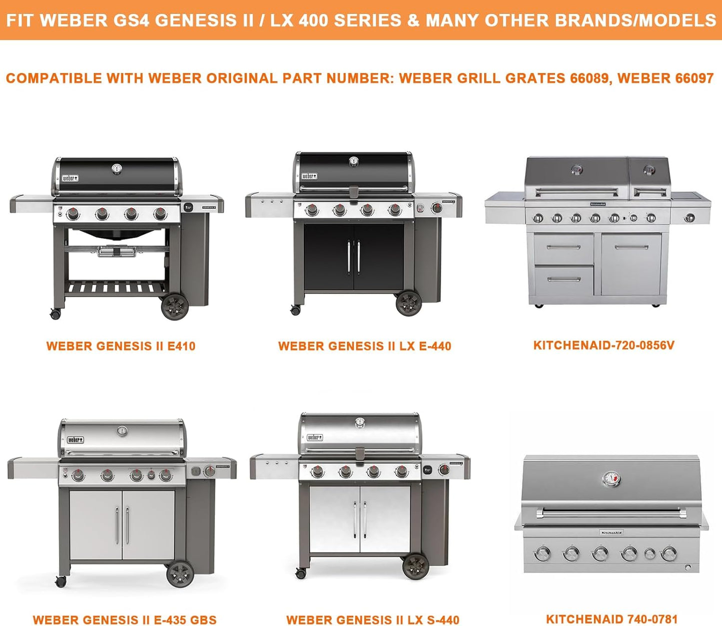 Replacement Grill Parts for Weber Genesis 2 GS4 Grates 66089 66097