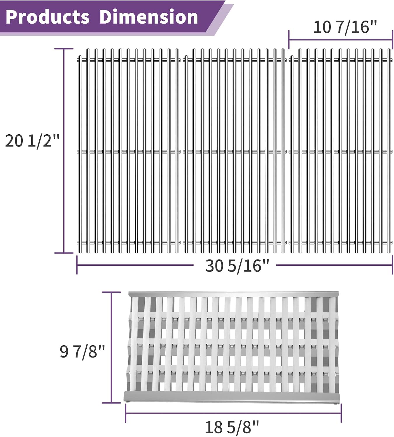 54801 & 92911 Grill Grate + Heat Plate Shield Set, 3-Pack for DCS Grills