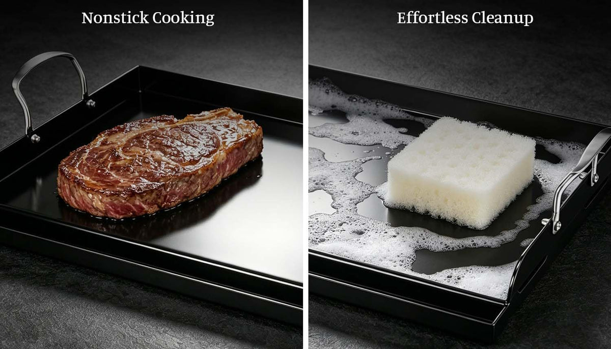 topgrillparts 25x16 nanoceramic cast iron griddle - detail view