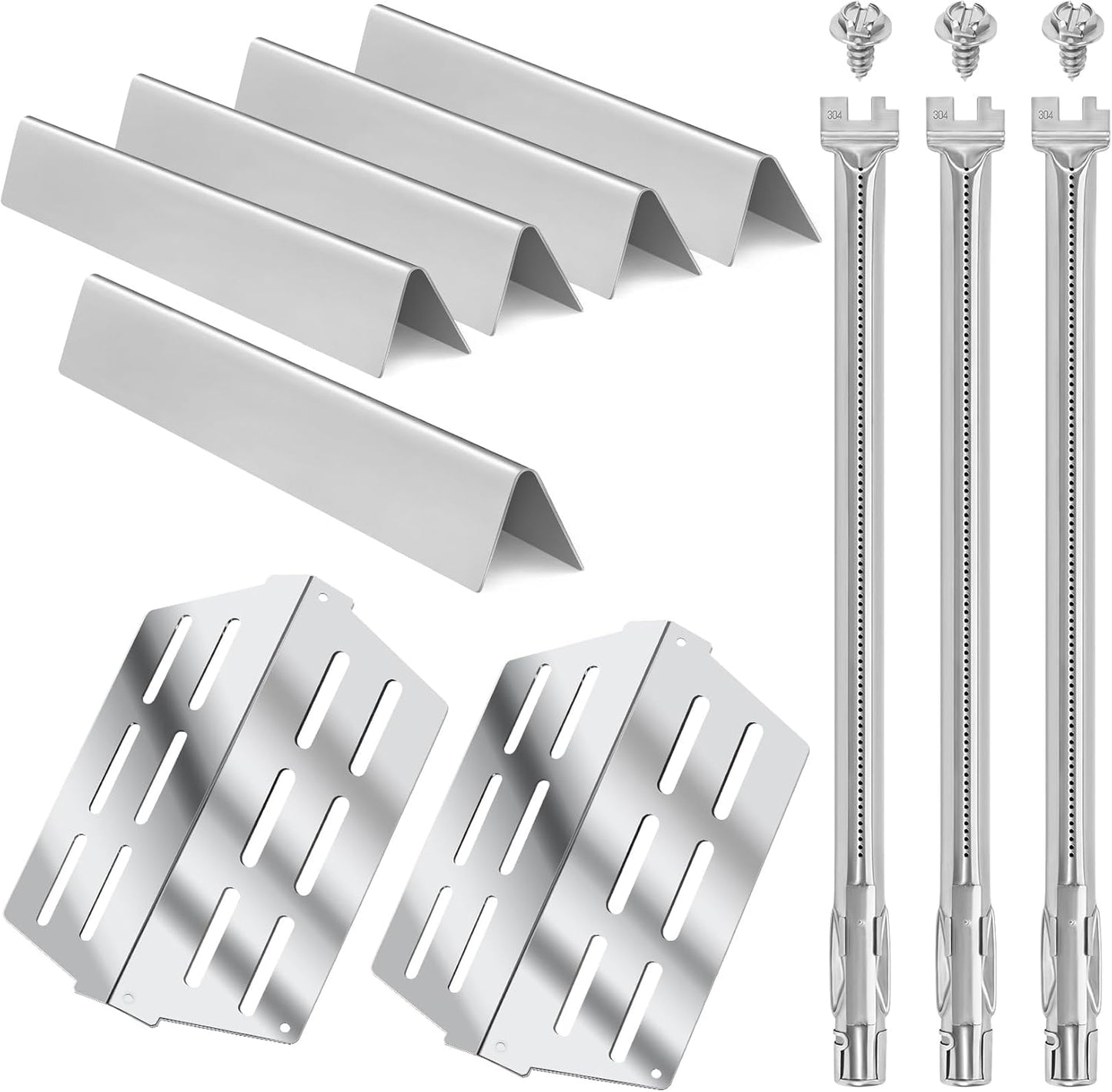 7620 7622 62752 Grill Replacement Parts for Weber Genesis 300(Front-Knob), 17.5 Flavorizer Bars, 19.5 Burners Tube, 13 1/4 Heat Plate Deflectors for Genesis E310 E320 E330 S310 S320 S330 Grills